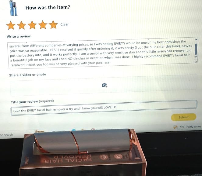 Facial Hair Remover for Women - as Seen on TV Painless Face Shaver - Electric Hair Removal Device for Face Lips Peach Fuzz with Light (White) - Customer Photo 1