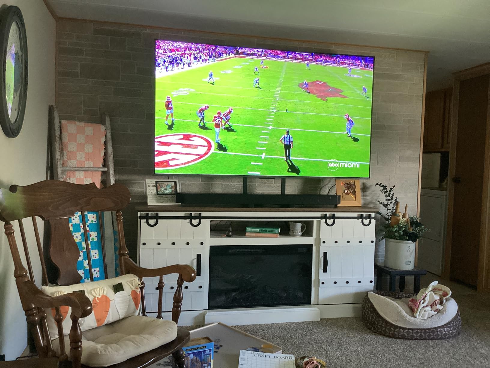 Rfiver Table Top TV Stand with Height Adjustable TV Legs, TV Stands Base with Cable Management for Most 37 to 86 Inch Flat or Curved TVs, Steel TV Feet Holds up to 150 lbs, Max VESA 800x600mm, Black - Customer Photo 1