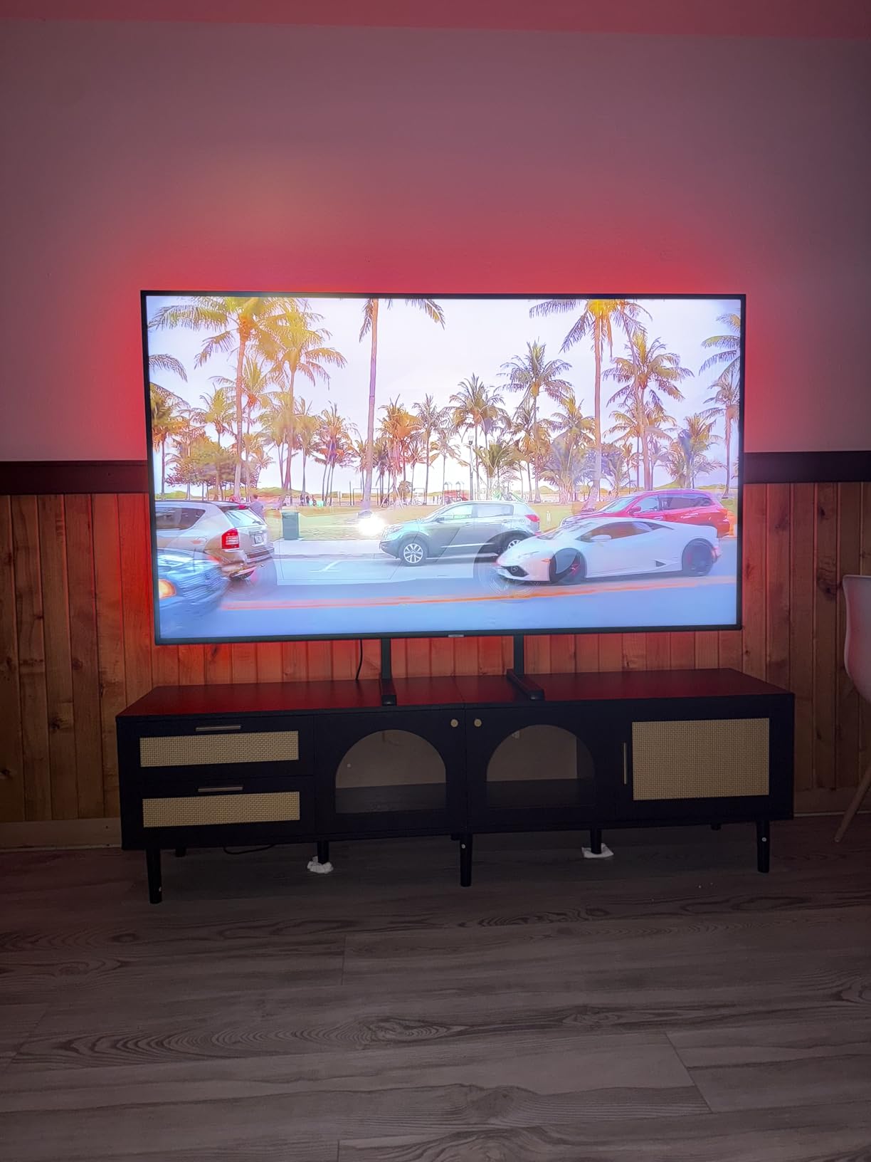 Rfiver Table Top TV Stand with Height Adjustable TV Legs, TV Stands Base with Cable Management for Most 37 to 86 Inch Flat or Curved TVs, Steel TV Feet Holds up to 150 lbs, Max VESA 800x600mm, Black - Customer Photo 2