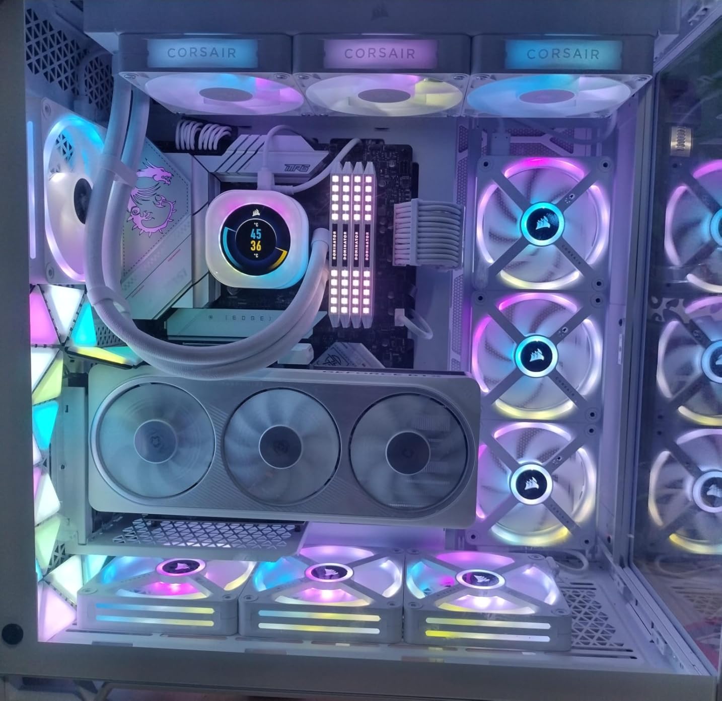 Corsair iCUE Link Titan 360 RX RGB Liquid CPU Cooler – 360mm AIO – 3X RX120 RGB Fans Included – Fits Intel LGA 1851/1700, AMD AM5/AM4 – iCUE Link System Hub Included – White - Customer Photo 2