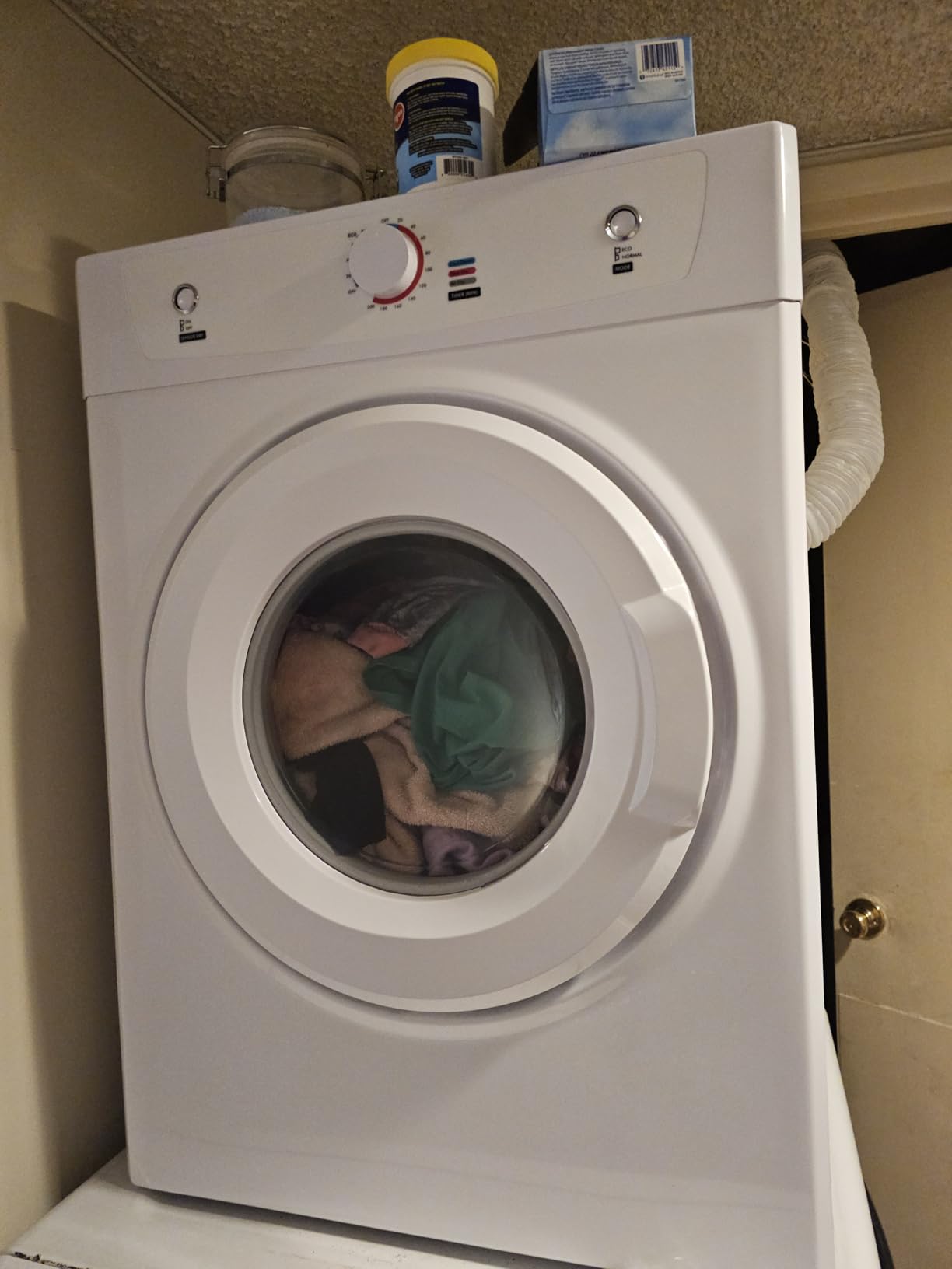 Euhomy Dryer, 3.5 Cu. Ft. 1500W Clothes Dryer, Stainless Steel Tumble Dryer with Exhaust Hose for Home, Apartment, Dorm, White - Customer Photo 1