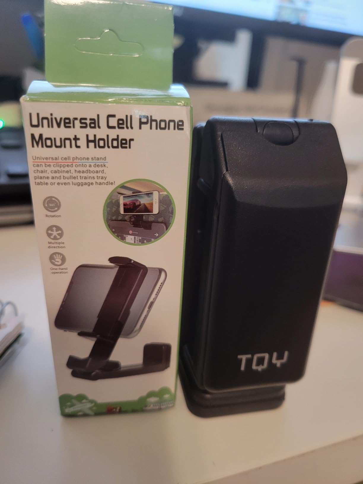 Airplane Phone Holder, 360° Rotation Travel Mount Clip, Portable Foldable Airplane Essentials Phone Holder for Tray Table - Customer Photo 1