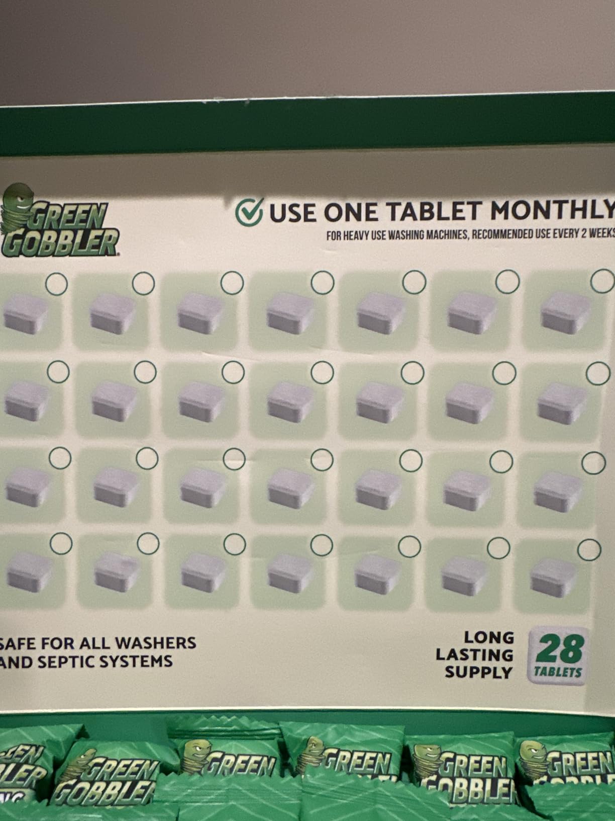 Green Gobbler Washing Machine Cleaner Tablets with Pipe Clean Technology Deodorizer | Front & Top Load Washer | 28 Count - Customer Photo 1