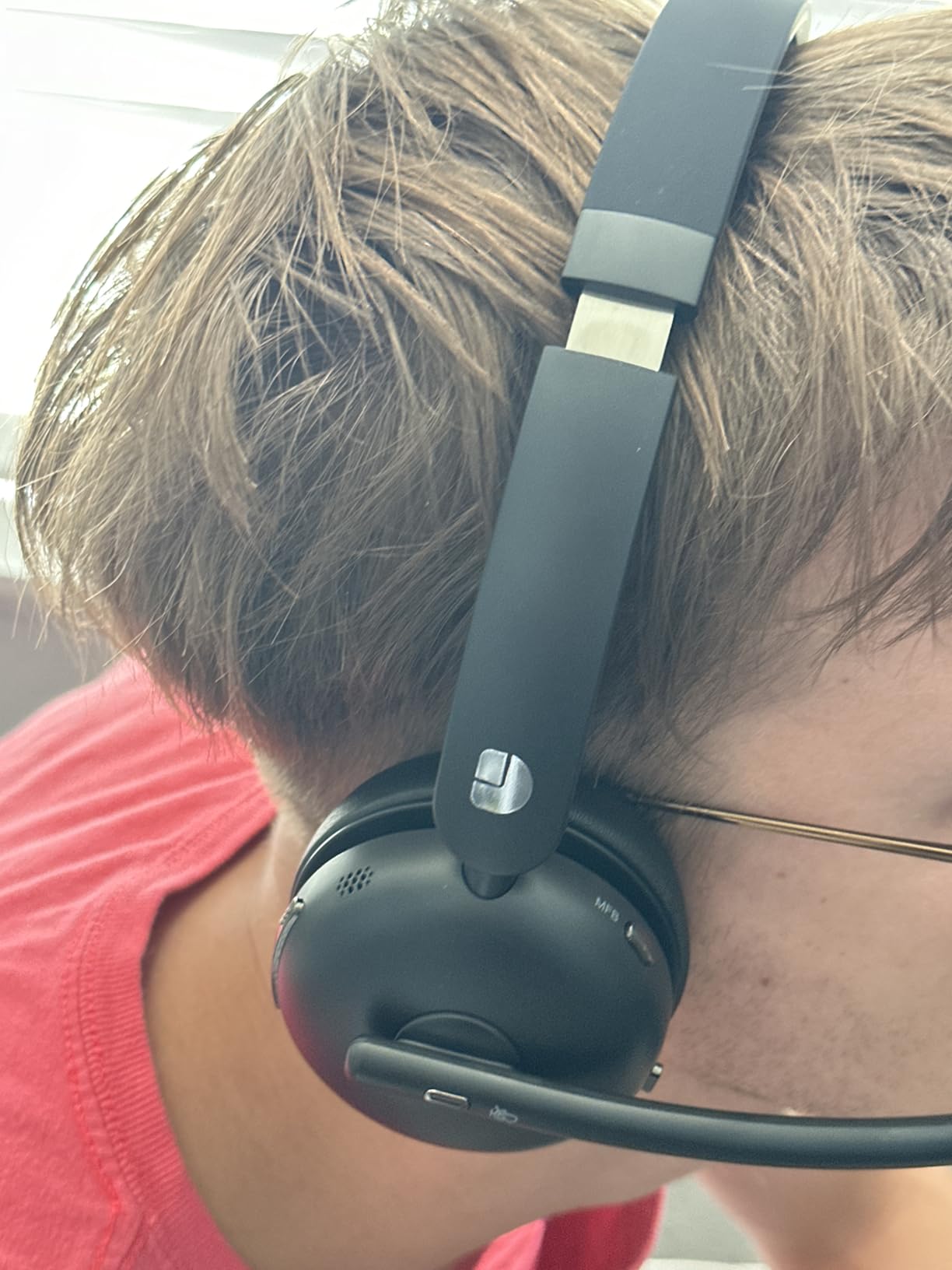 Wireless Headset with Mic for Work, Bluetooth 5.3 Headsets with AI Noise Cancelling, 65H Battery & Mute Function, Single-Ear Wireless Headset & USB Dongle, Fit for PC/Laptop/Teams/Skype/Call Center - Customer Photo 1