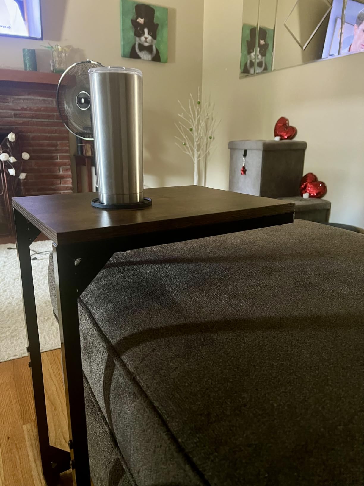 Simple Trending C Shaped End Table, Side Table for Couch, Small Sofa Table TV Tray with Metal Frame for Living Room, Bedroom, Rustic Brown Customer Review Simple Trending C Shaped End Table, Side Table for Couch, Small Sofa Table TV Tray with Metal Frame for Living Room, Bedroom, Rustic Brown - Customer Photo 1