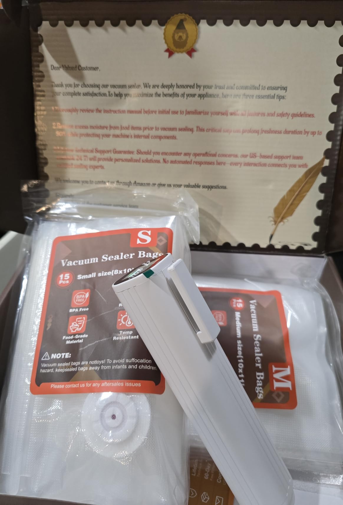 Vacuum Sealer,Food Saver Vacuum Sealer Machine,Ultimate Suction Power,Compact Design,Cordless Handheld Vacuum Sealer (Contains 30 Reusable Seal Bags) - Customer Photo 2