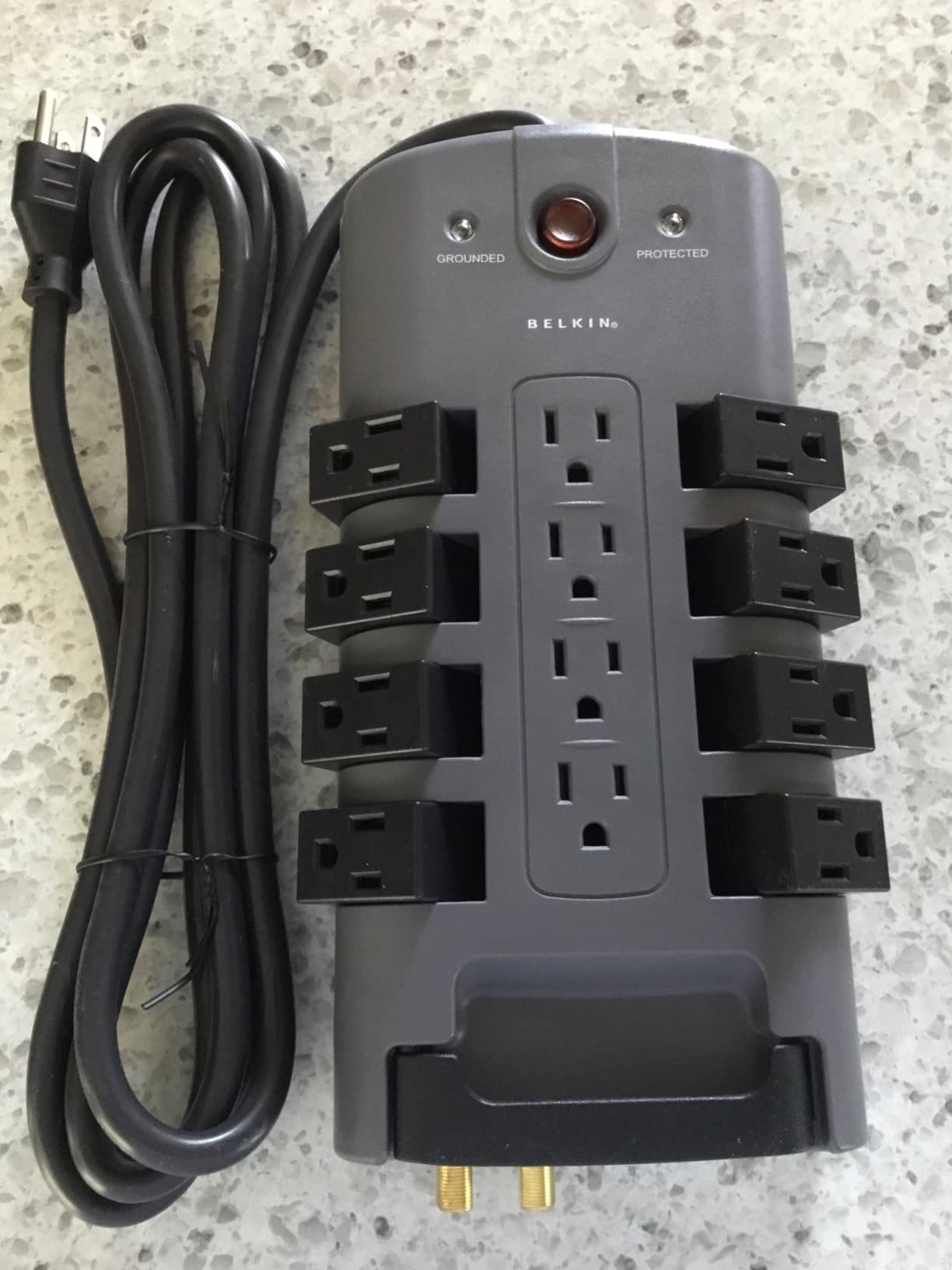 Belkin Surge Protector Power Strip w/ 8 Rotating & 4 Standard Outlets - 8ft Sturdy Extension Cord w/ Flat Pivot Plug for Home, Office, Travel, Desktop & Charging Brick - 4320 Joules of Protection - Customer Photo 5