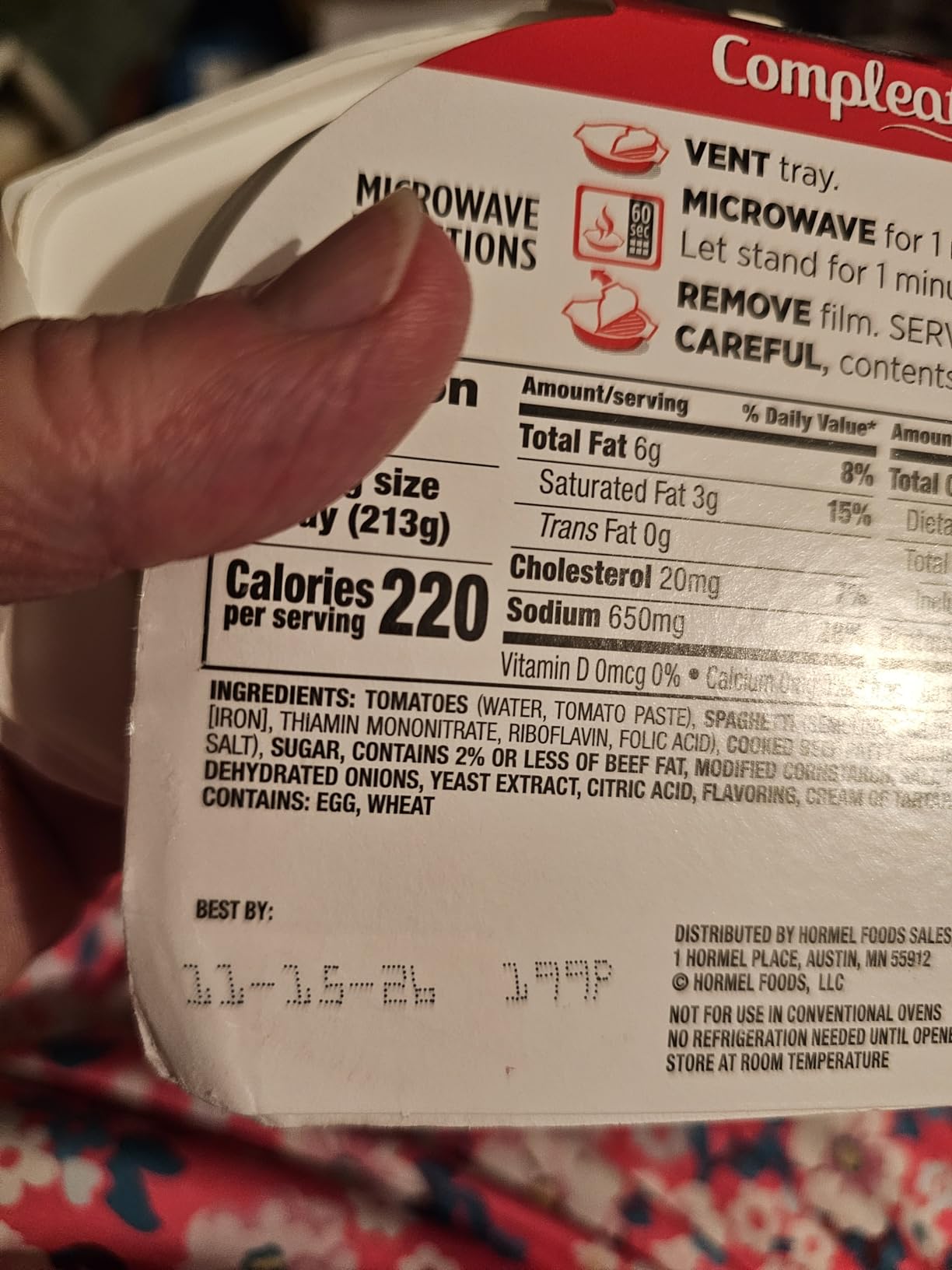 HORMEL COMPLEATS Chicken Alfredo Microwave Tray, 10 oz. (6 Pack) - Customer Photo 1
