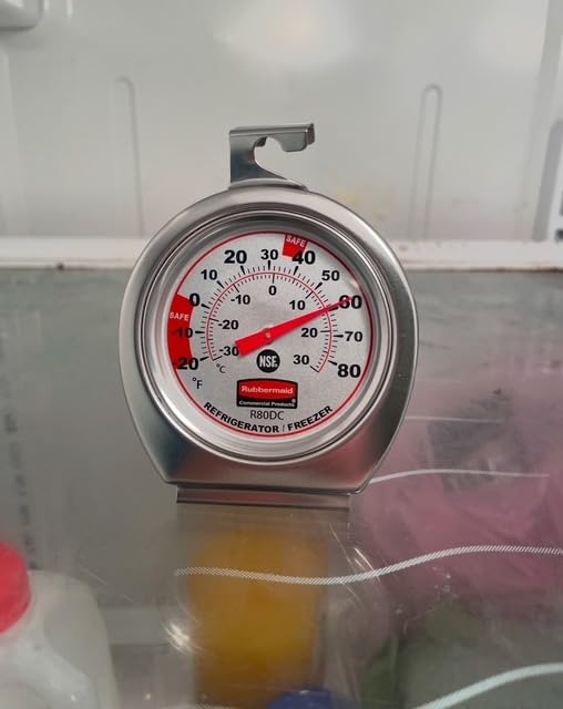 Rubbermaid Commercial Products Thermometer, Classic Large Mechanical Dial, Chrome, Extreme Temperature Range for Use in Refrigerator/Freezer/Cooler/Fridge - Customer Photo 1