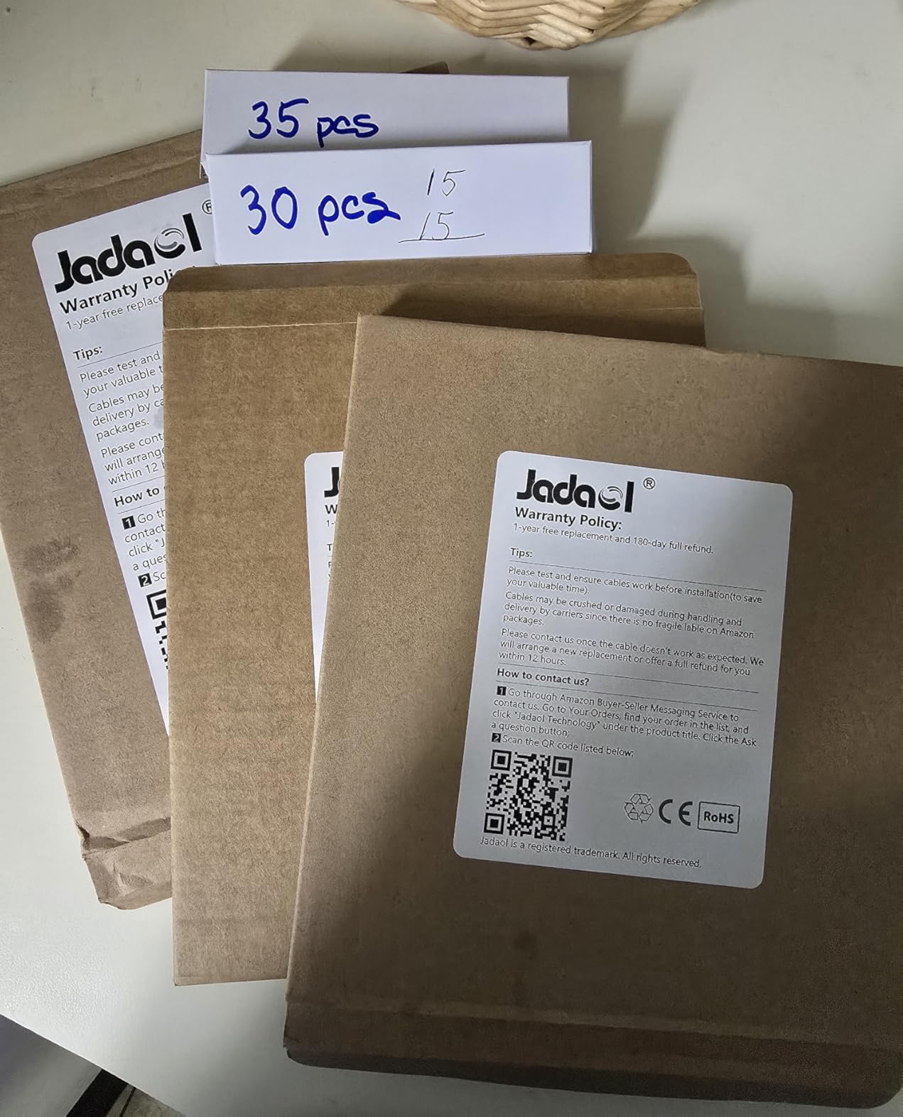 Jadaol Cat 6 Ethernet Cable 50 ft, Outdoor & Indoor 10Gbps Support Cat8 Cat7 Network, Flat RJ45 Internet LAN Computer Patch Cable for Router, Modem, Switch, Gaming Consoles, Streaming Devices, White - Customer Photo 1