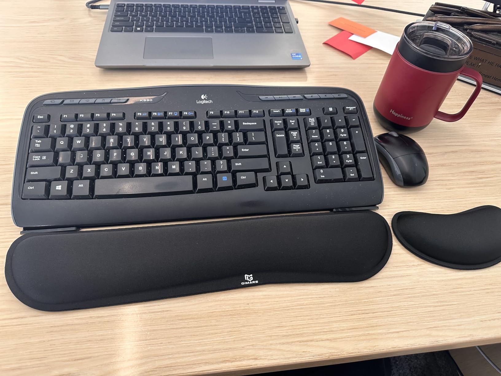 Gimars Upgrade Enlarge Silky and Superfine Fabric Gel Memory Foam Keyboard Wrist Rest Set, Ergonomic Keyboard Mouse Wrist Support for Typing Pain Relief, Comfort for Office, Gaming, Computer, Black Customer Review Gimars Upgrade Enlarge Silky and Superfine Fabric Gel Memory Foam Keyboard Wrist Rest Set, Ergonomic Keyboard Mouse Wrist Support for Typing Pain Relief, Comfort for Office, Gaming, Computer, Black - Customer Photo 1