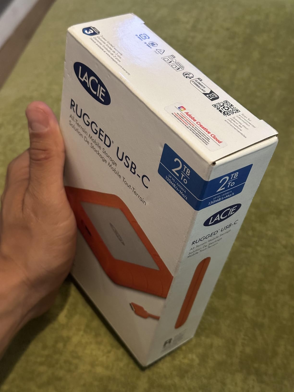 LaCie Rugged USB-C, 4TB, Portable External Hard Drive, Drop, Shock, Dust, Rain Resistant, for Mac & PC (STFR4000800) - Customer Photo 1