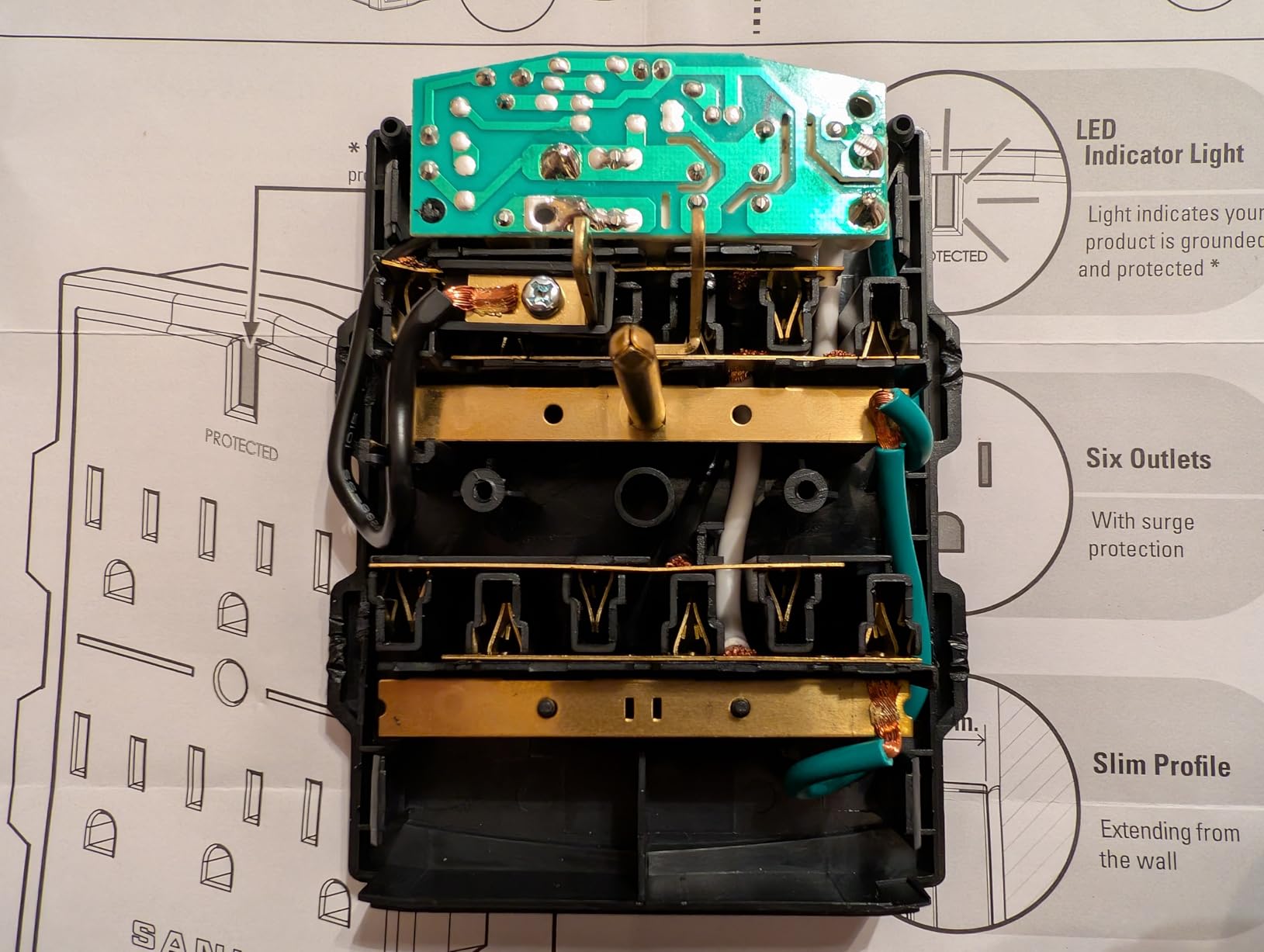 SANUS On-Wall Low Profile 1080J Fireproof Surge Protector with 6 AC Outlets & 3 Lines of Protection - Includes Power Signal Filtering Black Customer Review SANUS On-Wall Low Profile 1080J Fireproof Surge Protector with 6 AC Outlets & 3 Lines of Protection - Includes Power Signal Filtering Black - Customer Photo 1