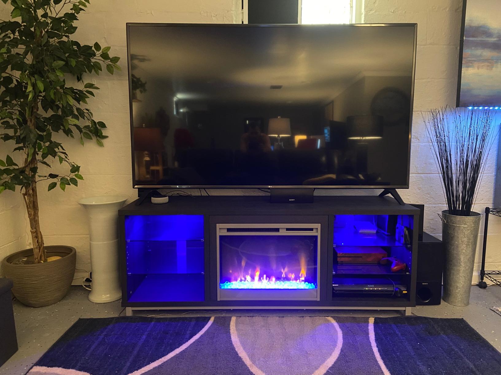 Ameriwood Home Lumina Fireplace TV Stand for TVs up to 70 Inch, Replaceable Electric Fireplace Insert Heater, Remote Control, Timer, Color Changing LED Lights, Crystal Ember Flames, Graphite Gray - Customer Photo 1