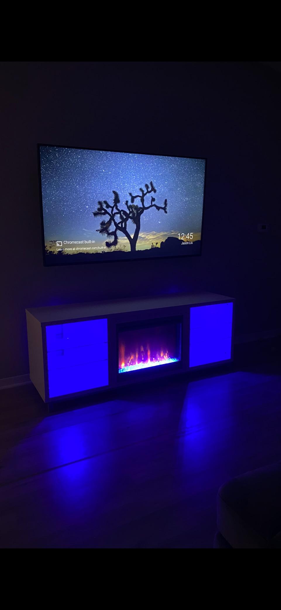 Ameriwood Home Lumina Fireplace TV Stand for TVs up to 70 Inch, Replaceable Electric Fireplace Insert Heater, Remote Control, Timer, Color Changing LED Lights, Crystal Ember Flames, Graphite Gray - Customer Photo 2