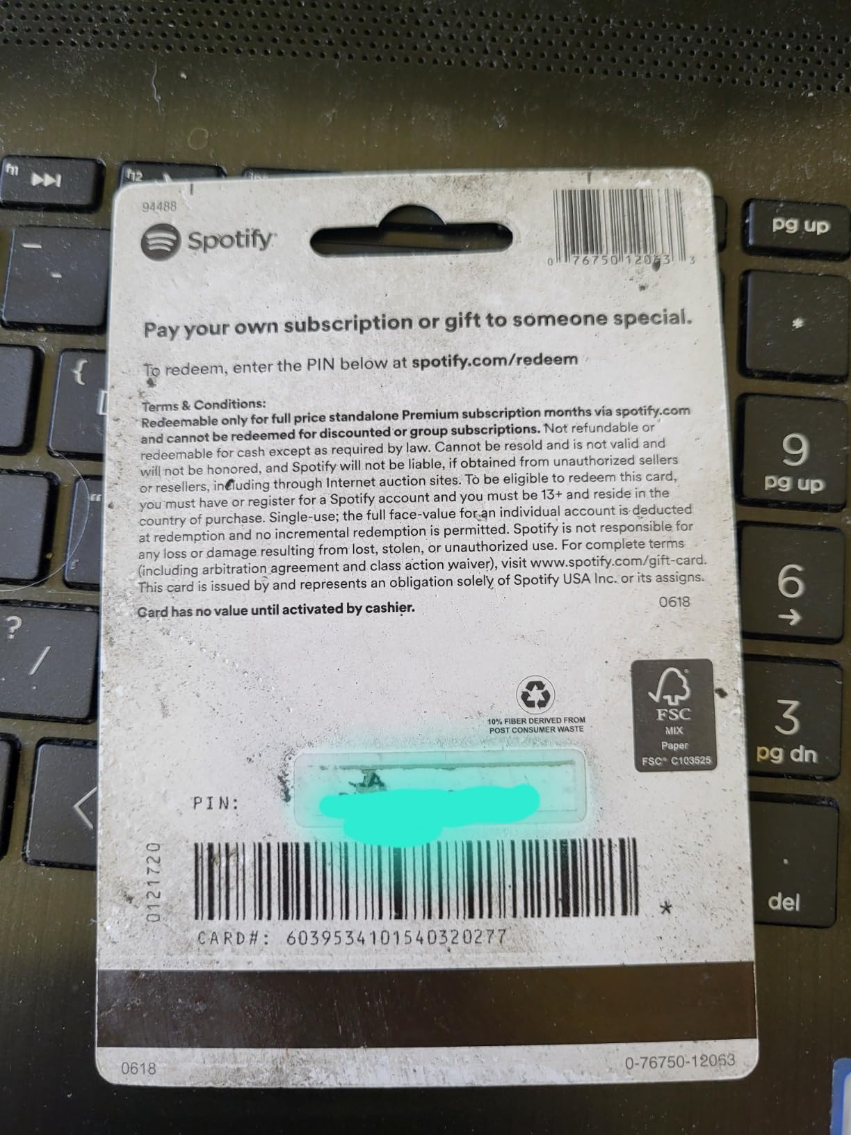 Spotify Gift Card - Customer Photo 1