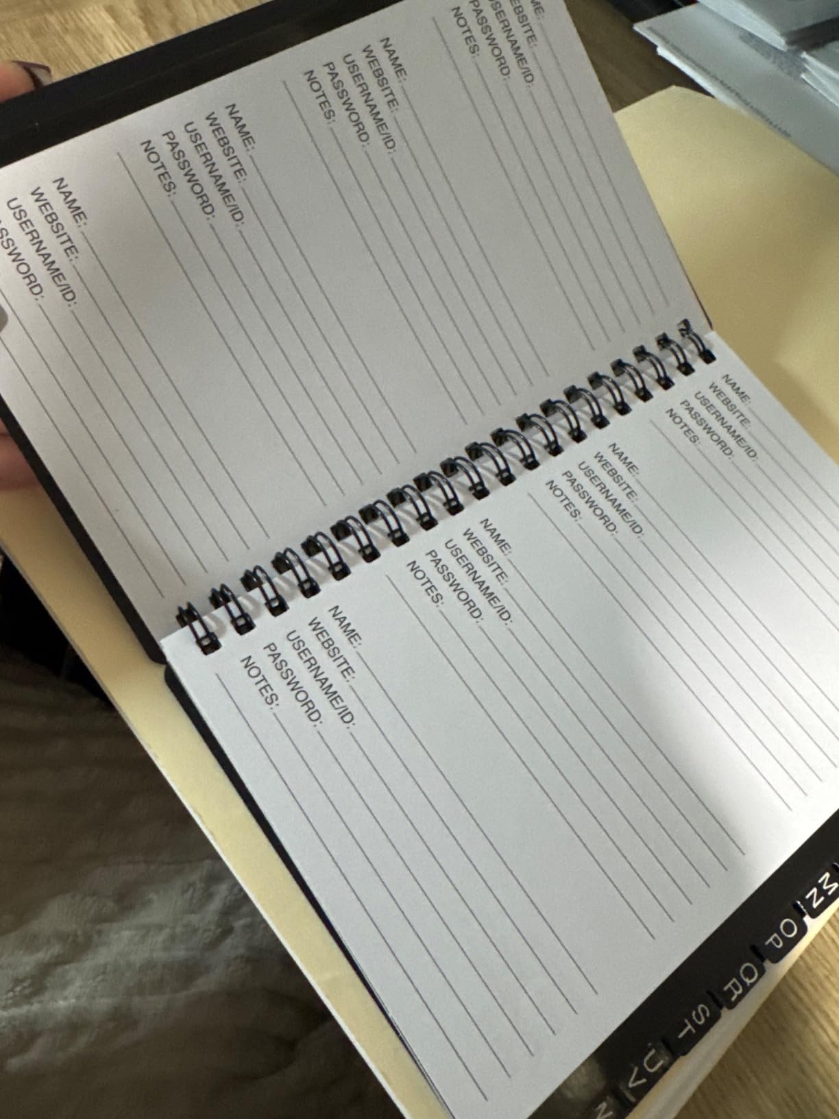 Juvale Password Book with Alphabetical Tabs - 5 x 7 in, 2-Pack, Gray & Black, 80 Lined Pages, Spiral-Bound, Plastic Cover - Password Notebook & Log Book for Username & Login Management - Customer Photo 1