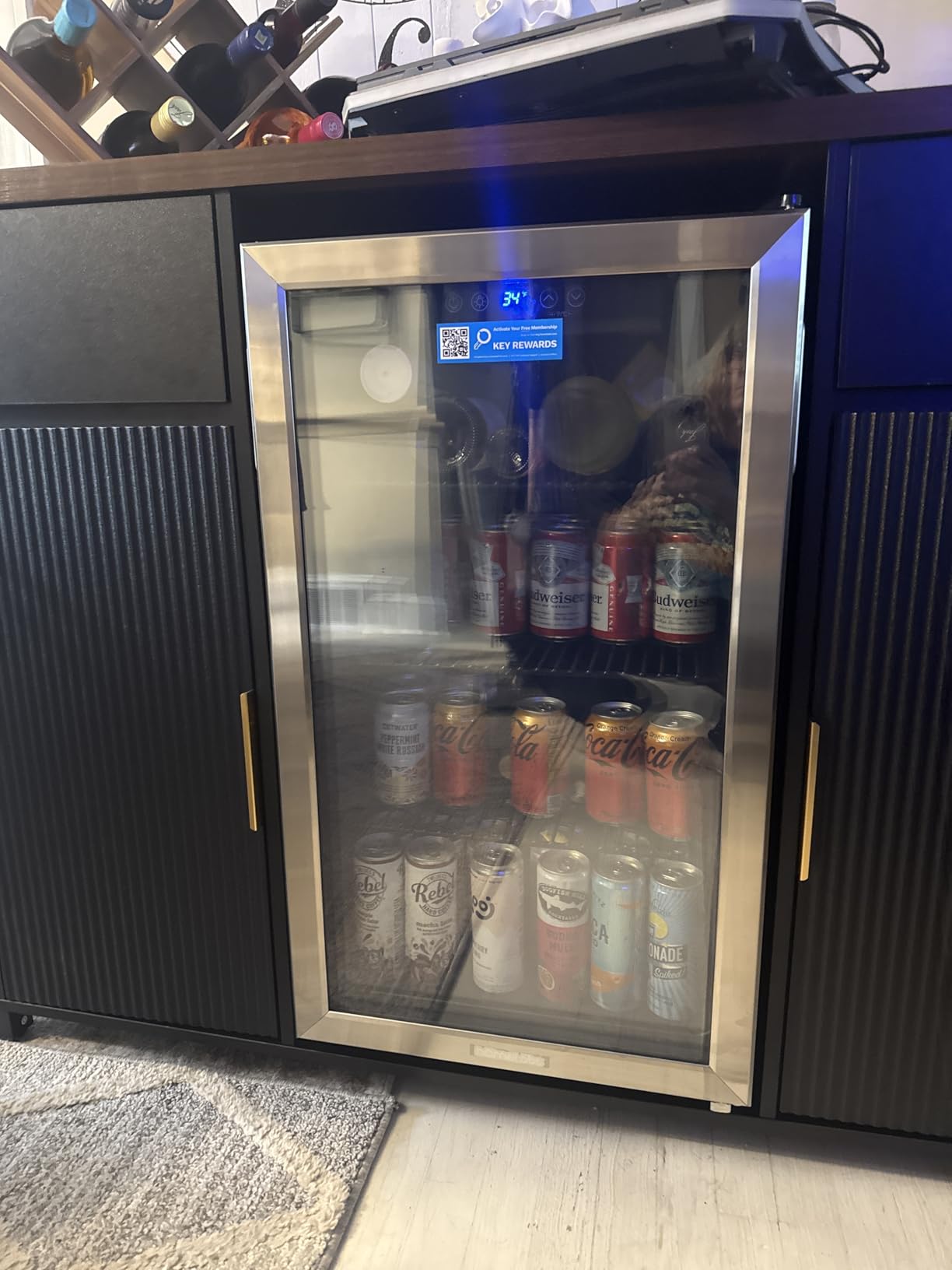 hOmeLabs Beverage Refrigerator and Cooler - 120 Can Mini Fridge with Glass Door for Soda Beer or Wine - Small Drink Dispenser Machine for Office or Bar with Adjustable Removable Shelves - Customer Photo 1