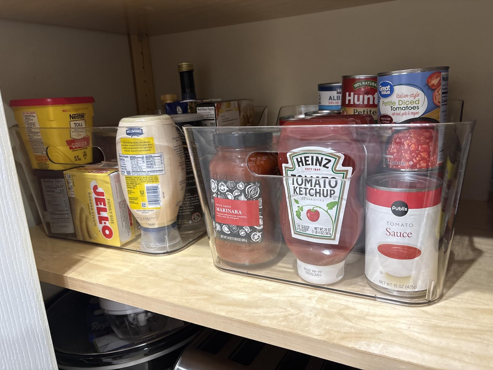 BINO | Plastic Storage Bins, Large - 2 Pack, Clear | THE SOHO COLLECTION | Pantry Organizers and Storage Containers | Fridge Organizer Bins | Kitchen Cabinet Organizer | Medicine Cabinet Bin - Customer Photo 1