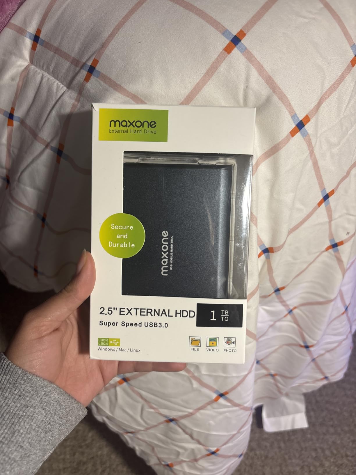 Maxone 500GB Ultra Slim Portable External Hard Drive HDD USB 3.0 Compatible with PC, Laptop, Charcoal Grey - Customer Photo 1