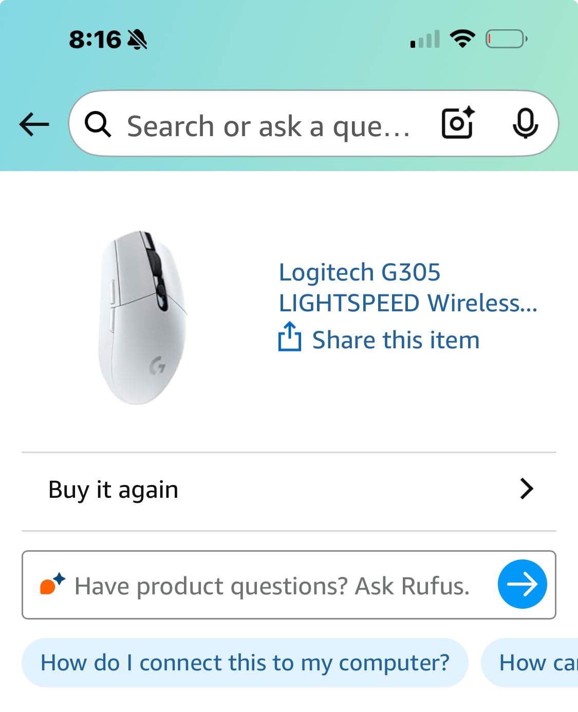 Logitech G305 LIGHTSPEED Wireless Gaming Mouse, Hero 12K Sensor, 12,000 DPI, Lightweight, 6 Programmable Buttons, 250h Battery Life, On-Board Memory, PC/Mac - Black - Customer Photo 2