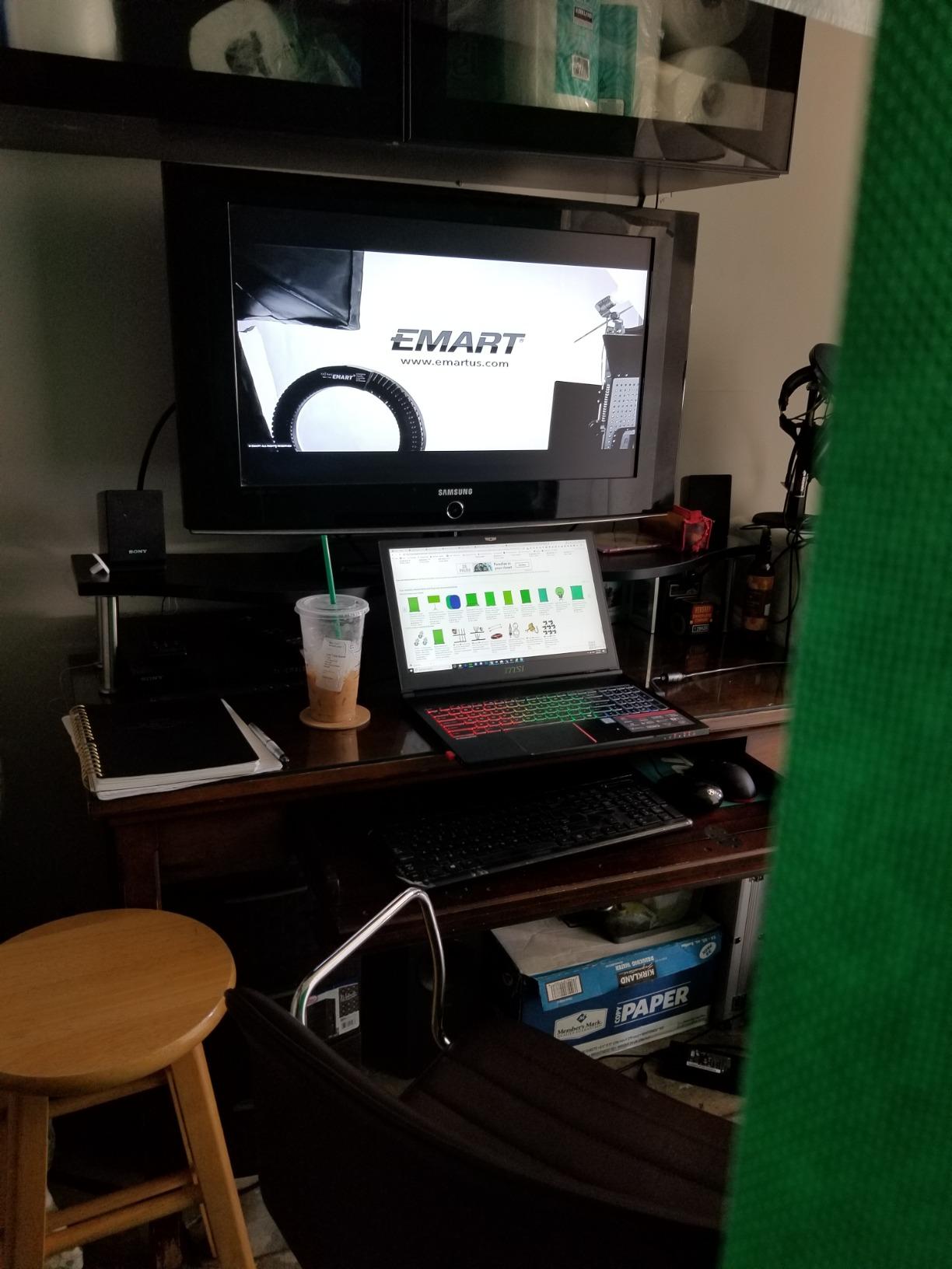 EMART Upgrade Green Screen, 61x72in Collapsible Chroma Key Panel for Background Removal, Portable & Retractable Wrinkle-Resistant Backdrop with Stand for Streaming, Photographic Studio, TikTok - Customer Photo 2