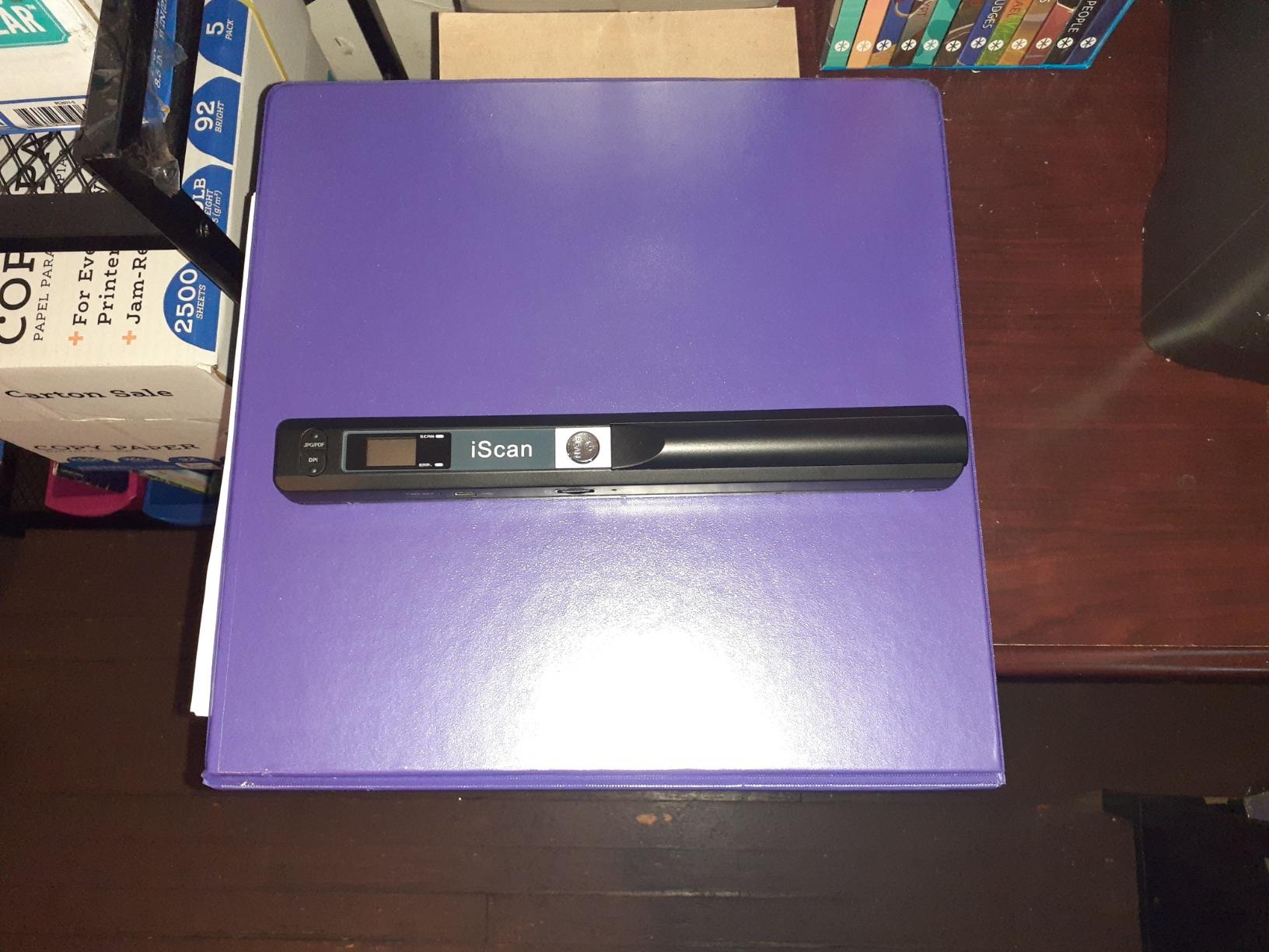 MUNBYN Portable Scanner, Photo Scanner for A4 Documents Pictures Pages Texts in 900 Dpi, Flat Scanning, Include 16G SD Card, Wand Document Reader Uploads Images to Computer Via USB Cable, No Driver - Customer Photo 1
