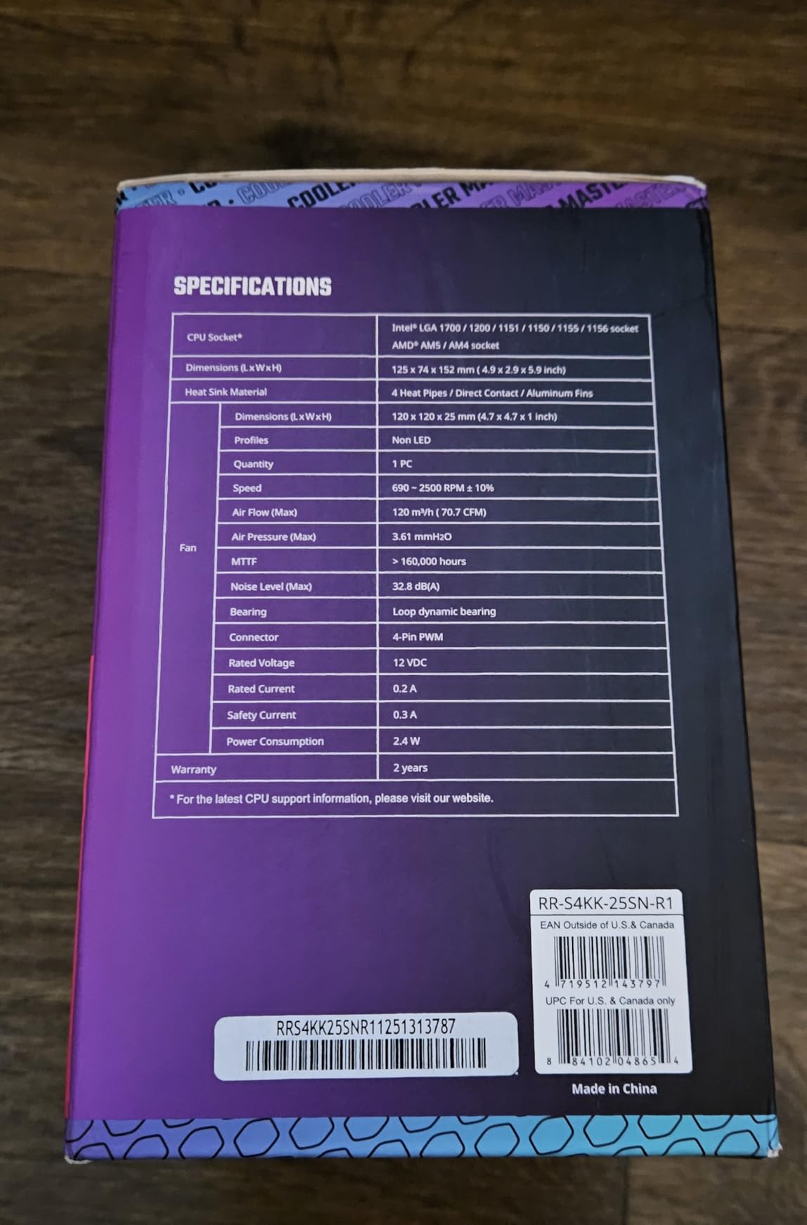 Cooler Master Hyper 212 Black CPU Air Cooler, SickleFlow 120 Edge PWM Fan, Aluminum Top Cover, 4 Copper Heat Pipes, 152mm Tall, AMD Ryzen AM5/AM4, Intel LGA 1851/1700/1200 Brackets - Customer Photo 2