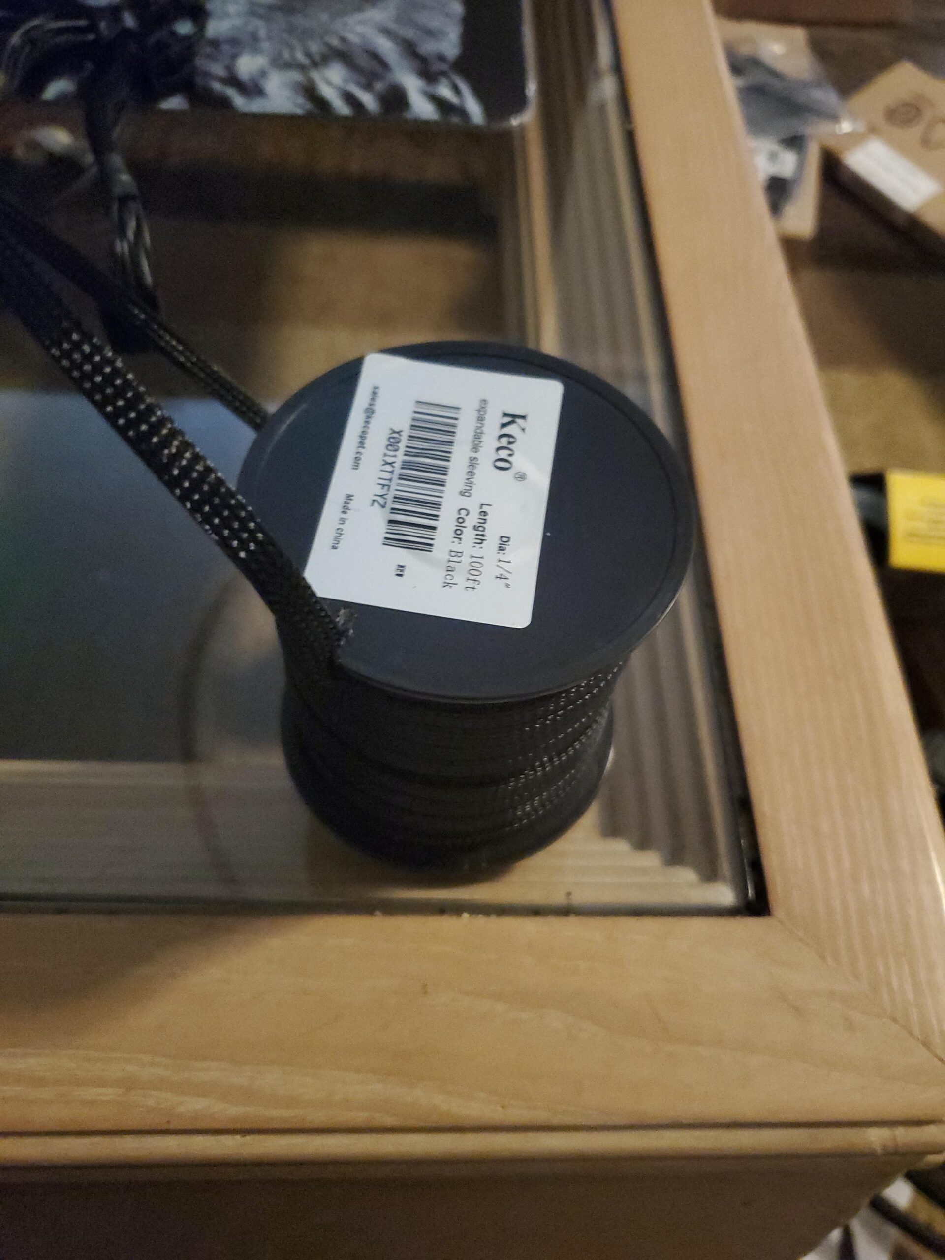 Keco 100ft – 1/2 inch PET Expandable Braided Cable Sleeve – Wire Sleeving for Audio Video and Other Home Device Cable Automotive Wire - Black - Customer Photo 4