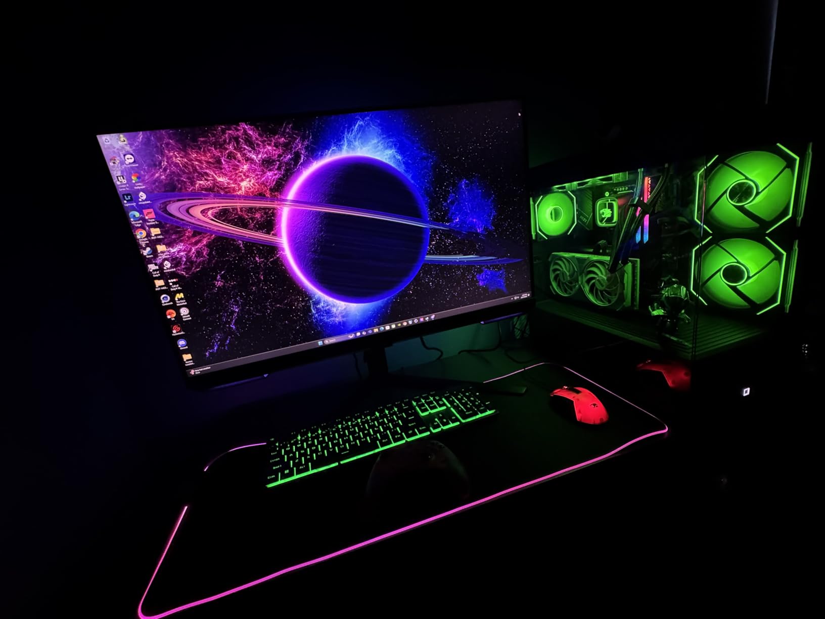BladeHawks Extra Large RGB Gaming Mouse Pad-14 Light Modes, Extended Soft LED Mouse Pad, Anti-Slip Rubber Base, Computer Keyboard Mousepad Mat (31.5 x 12 Inch) Customer Review BladeHawks Extra Large RGB Gaming Mouse Pad-14 Light Modes, Extended Soft LED Mouse Pad, Anti-Slip Rubber Base, Computer Keyboard Mousepad Mat (31.5 x 12 Inch) - Customer Photo 1