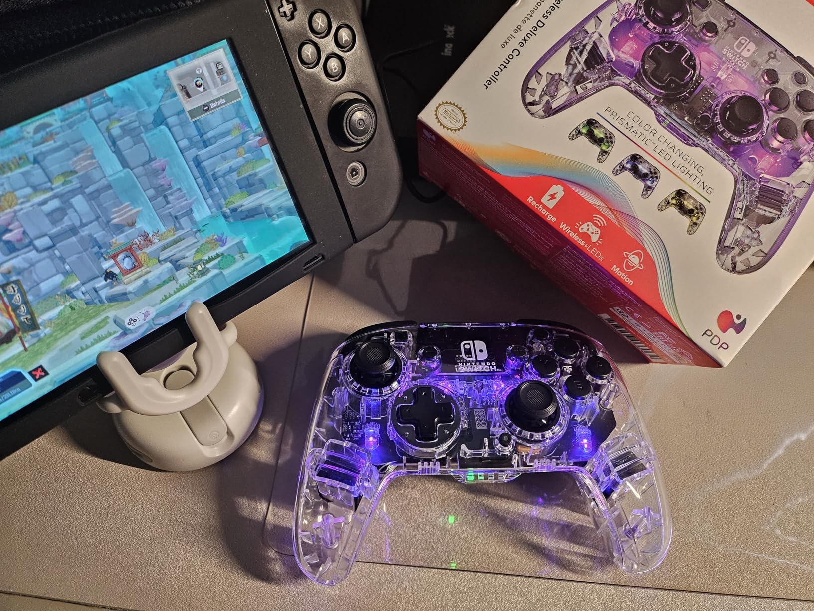 Afterglow Wireless RGB Controller - Nintendo Switch/Switch Lite/Switch - OLED Model, Nintendo Switch 2, Prismatic LED Lighting, Full Motion Control Gamepad, Customizable Paddle Buttons, Rechargeable Battery, Translucent - Customer Photo 2