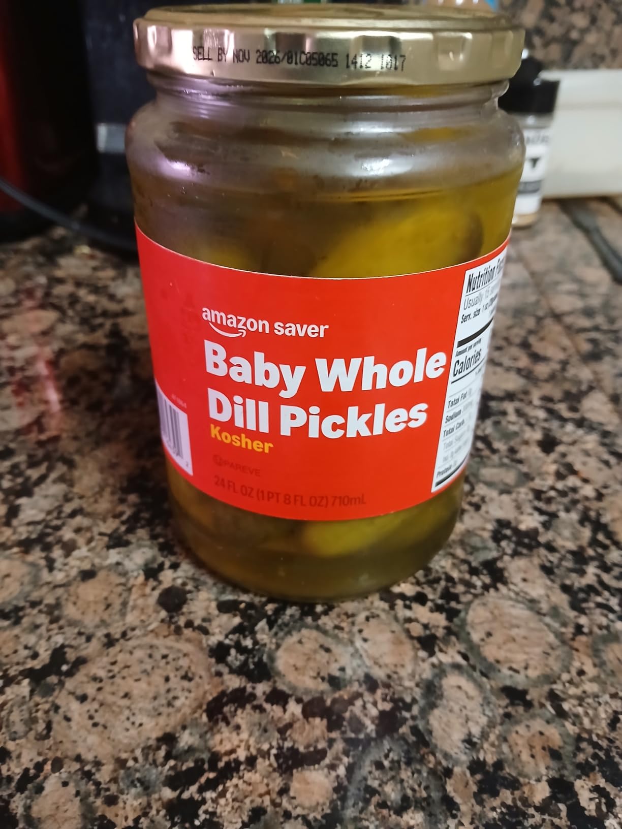 Amazon Saver, Kosher Baby Whole Dill Pickles, 24 Fl Oz (Previously Happy Belly, Packaging May Vary) - Customer Photo 1