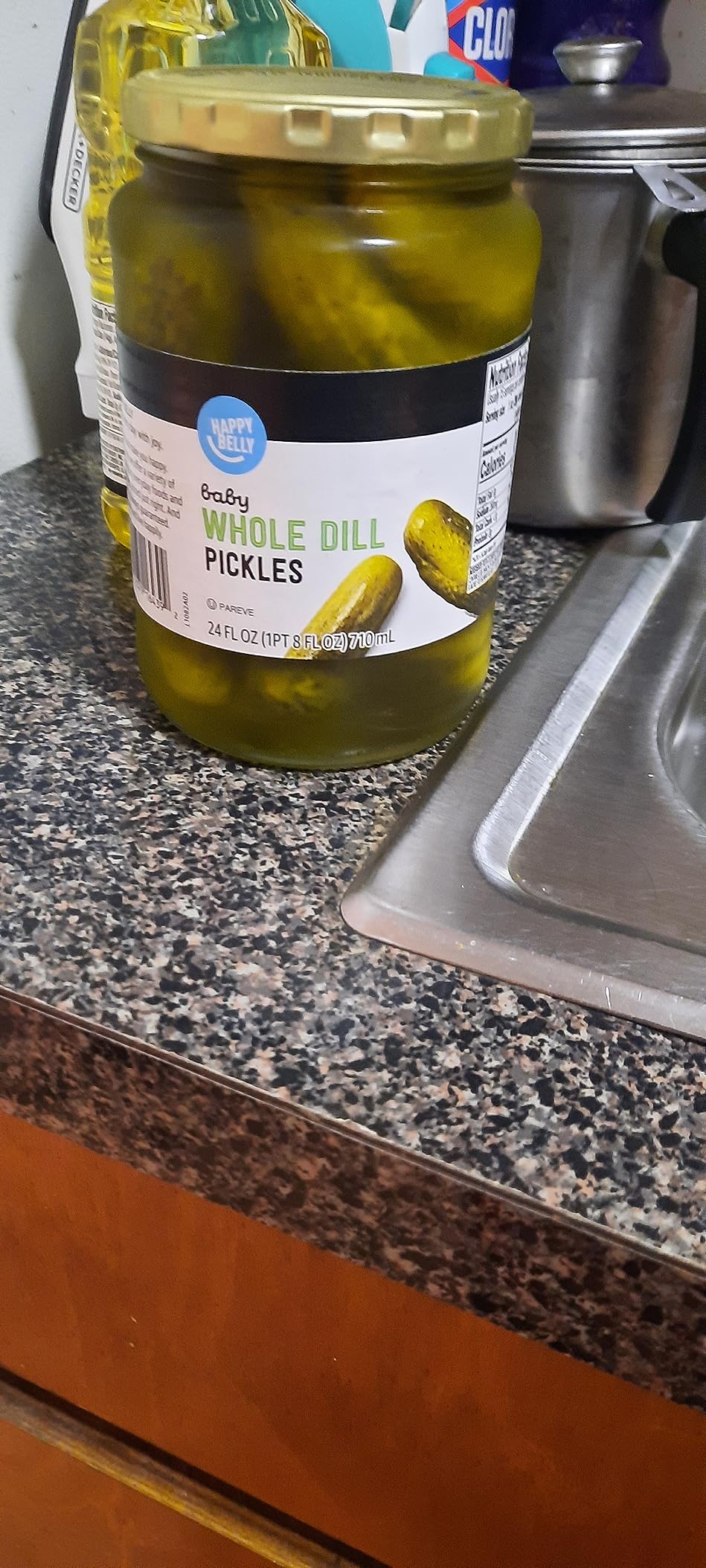 Amazon Saver, Kosher Baby Whole Dill Pickles, 24 Fl Oz (Previously Happy Belly, Packaging May Vary) - Customer Photo 2