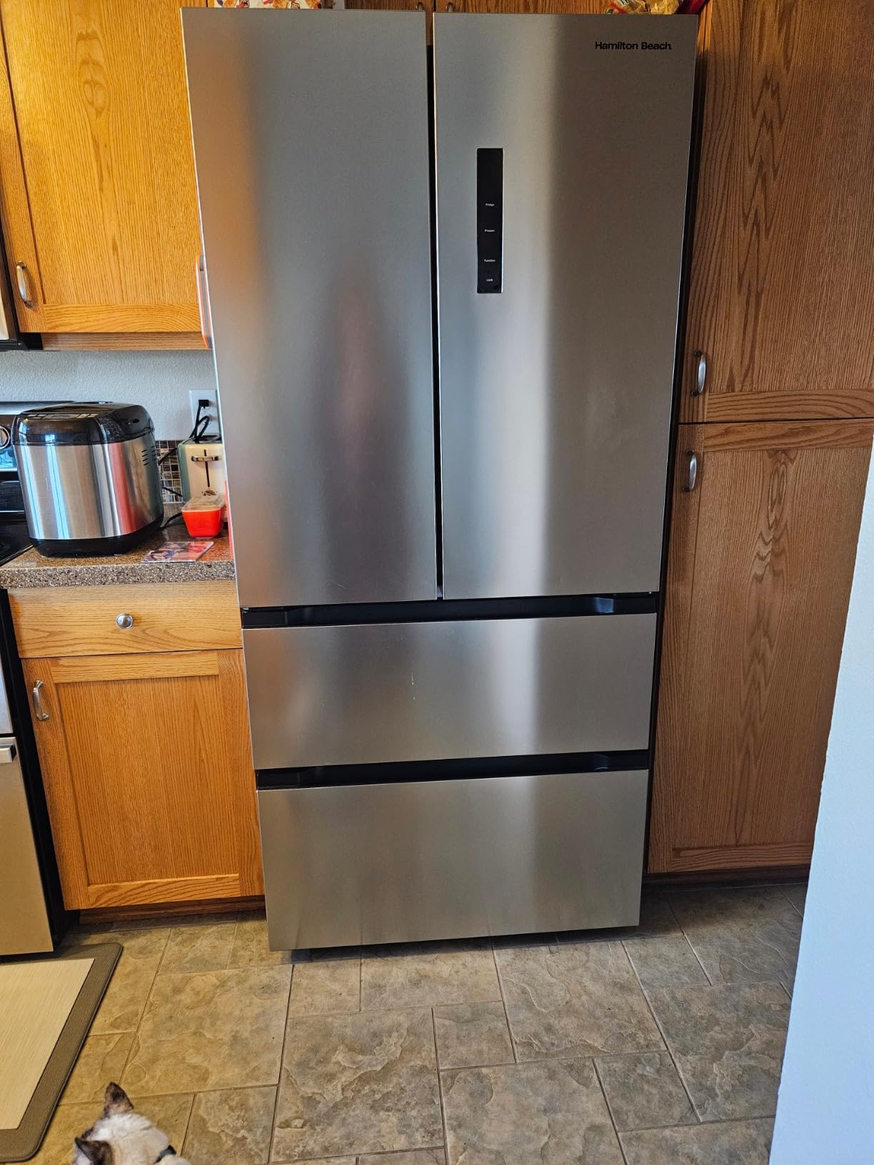 Hamilton Beach HBFR1504 Full Size Counter Depth Refrigerator with Two Freezer Drawers, 17.9 cu ft, Stainless Customer Review Hamilton Beach HBFR1504 Full Size Counter Depth Refrigerator with Two Freezer Drawers, 17.9 cu ft, Stainless - Customer Photo 1