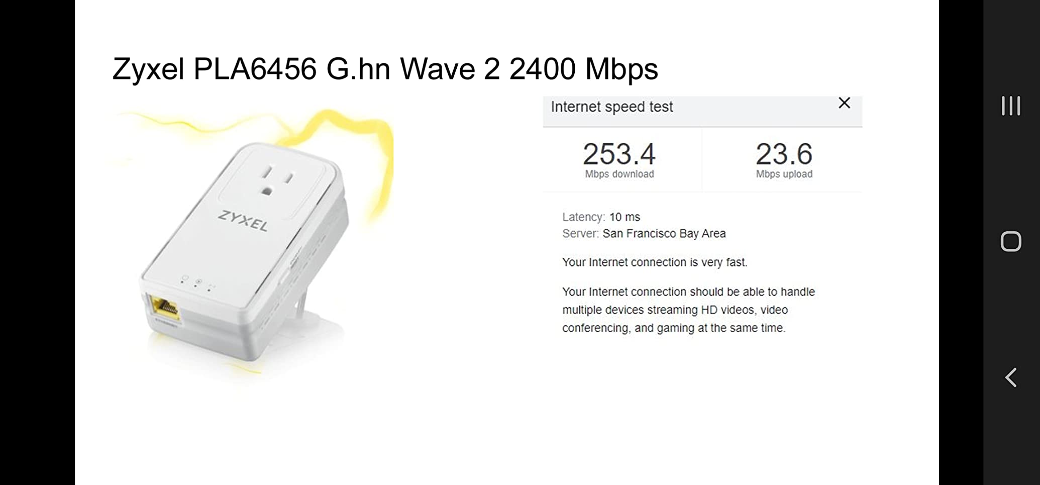Zyxel G.hn 2400 Powerline Ethernet Adapter Starter Kit | Pass-Thru Power | Plug & Play | MIMO | Next-Gen G.hn | Gigabit Ethernet | Ideal for Smart TVs, On-Line Games, 8K Streaming | PLA6456KIT - Customer Photo 2
