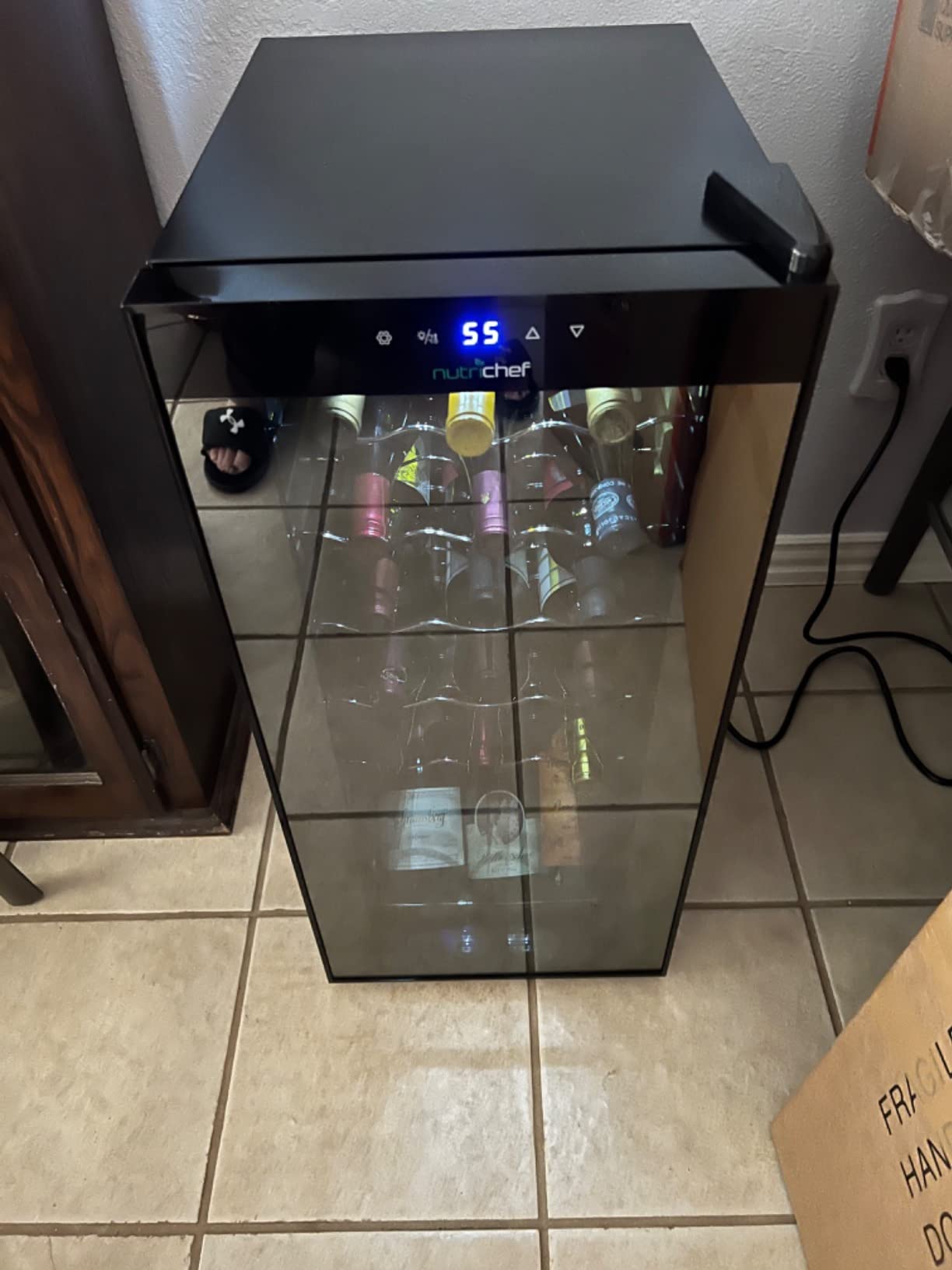 Nutrichef 12 Bottle Stainless Steel Slim Wine Fridge | Red & White Wine Chiller | Adjustable Temperature Control, Ultra Quiet Operation & Energy Efficient | Mini Wine Cooler Refrigerator | 31x10x17 IN - Customer Photo 2