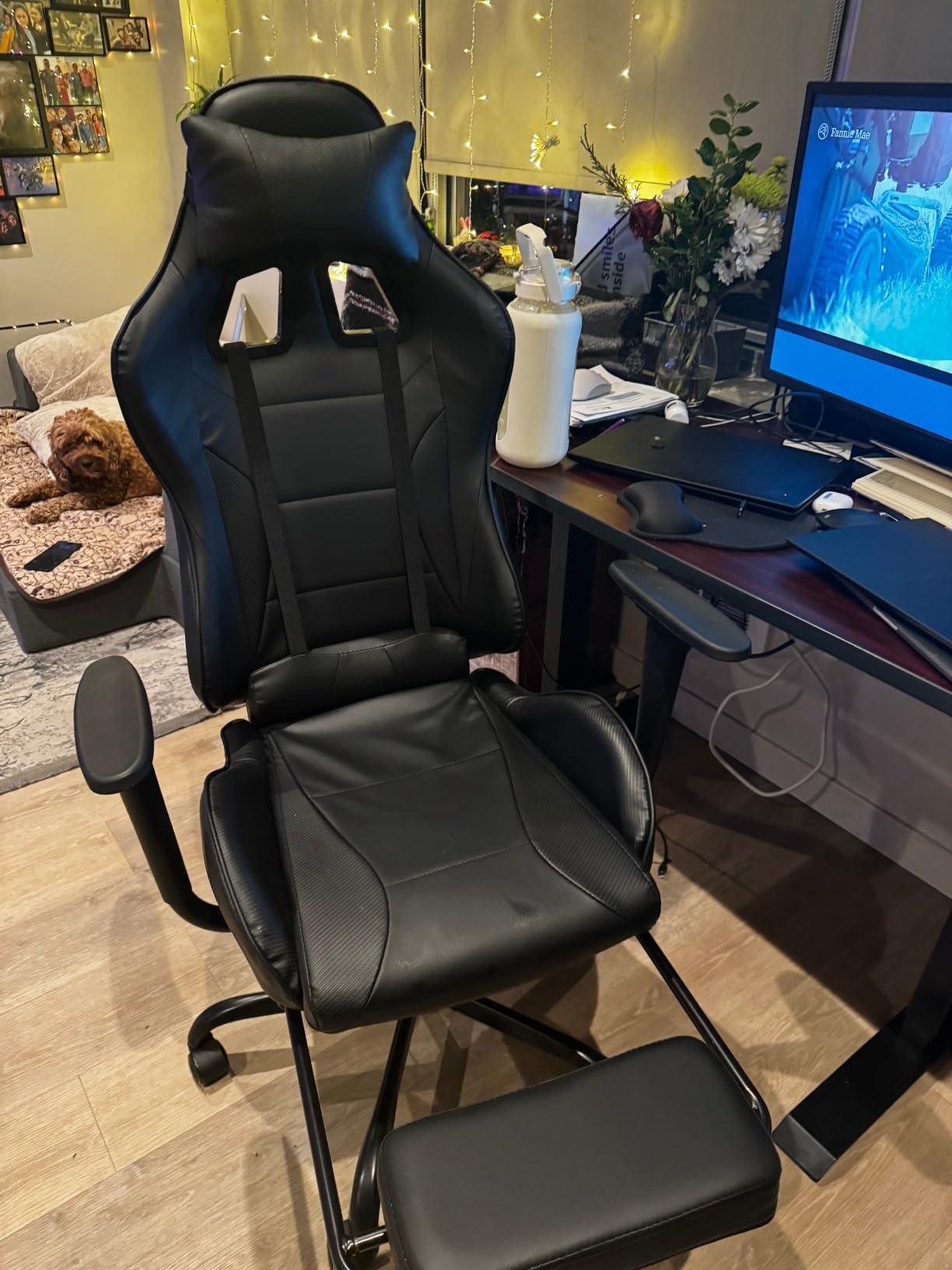 Homall Gaming Chairs, Computer Chair with Footrest and Massage Lumbar Support, Height Adjustable Game Chair with Headrest and Swivel Seat (Black) Customer Review Homall Gaming Chairs, Computer Chair with Footrest and Massage Lumbar Support, Height Adjustable Game Chair with Headrest and Swivel Seat (Black) - Customer Photo 1