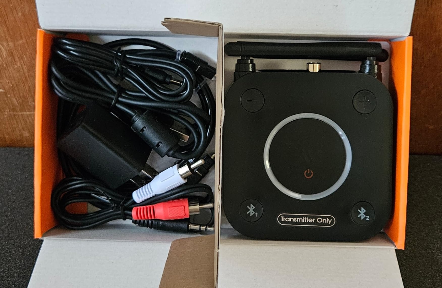 1Mii B06TX Bluetooth 5.2 Transmitter for TV to Wireless Headphone/Speaker, Bluetooth Adapter for TV w/Volume Control, AUX/RCA/Optical/Coaxial Audio Inputs, Plug n Play, aptX Low Latency & HD - Customer Photo 1