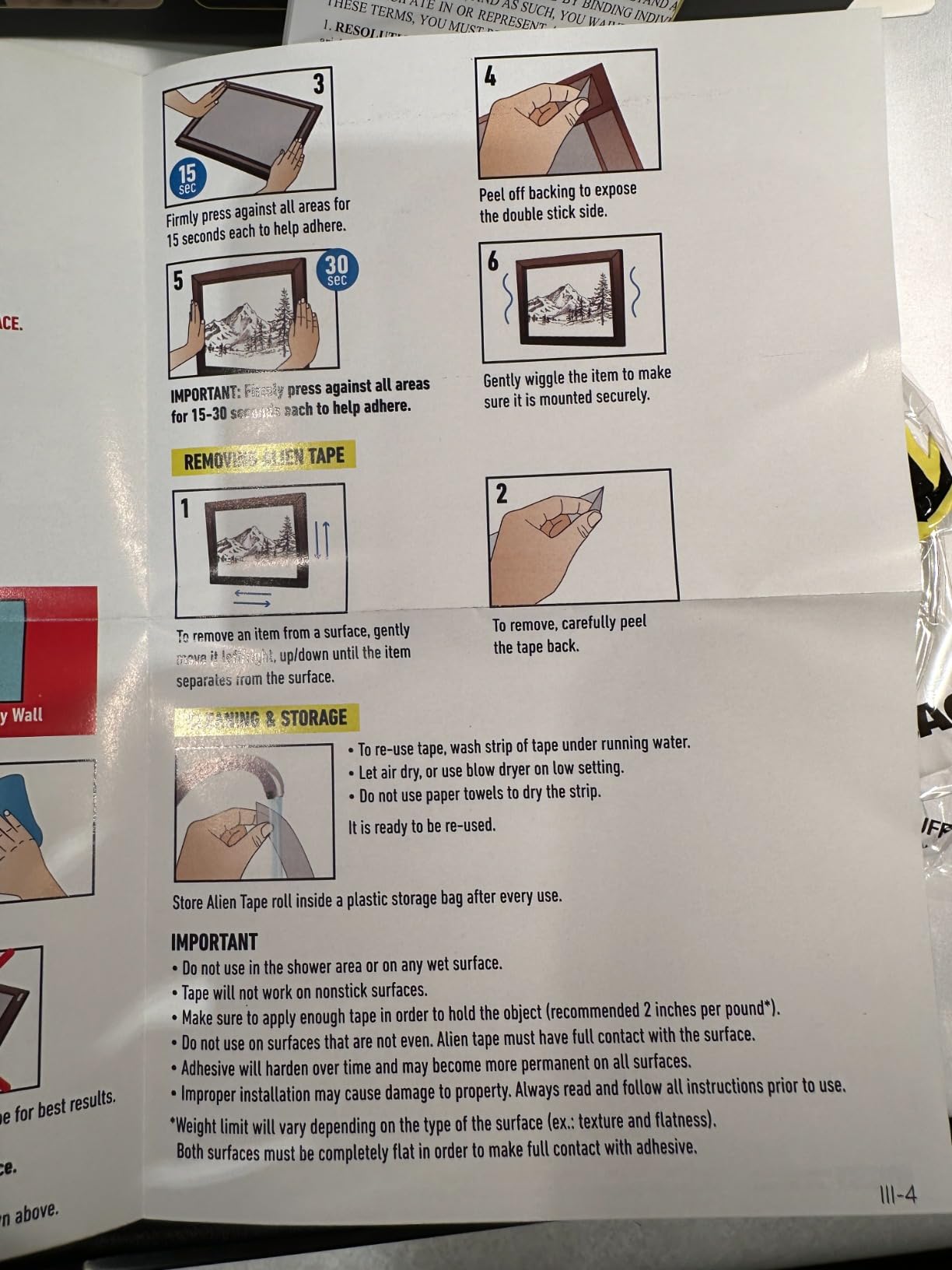 ALIEN TAPE Double Sided Tape Heavy Duty, Nano Tape, Double Sided Mounting Tape, Heavy Duty Double Sided Tape for Walls, Wall Tape, Clear Adhesive Tape for Poster Photo Wall Décor As Seen on TV 30 Feet - Customer Photo 2