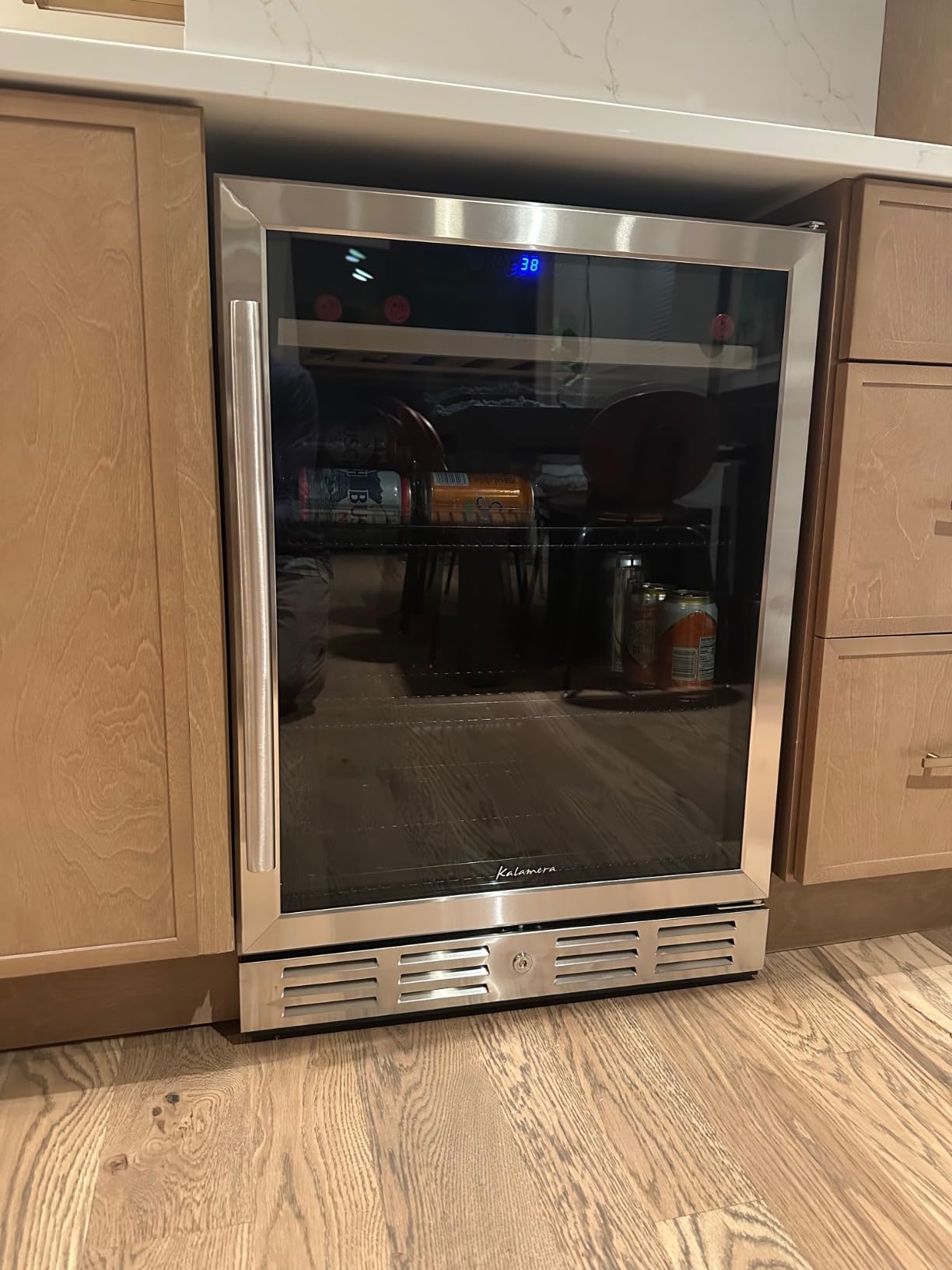 Kalamera 15 Inch Wine Cooler Refrigerator - 30 Bottle Under Counter Mini Fridge with Double-Layer Tempered Glass Door and Temperature Memory Function Built-in or Freestanding - Customer Photo 1