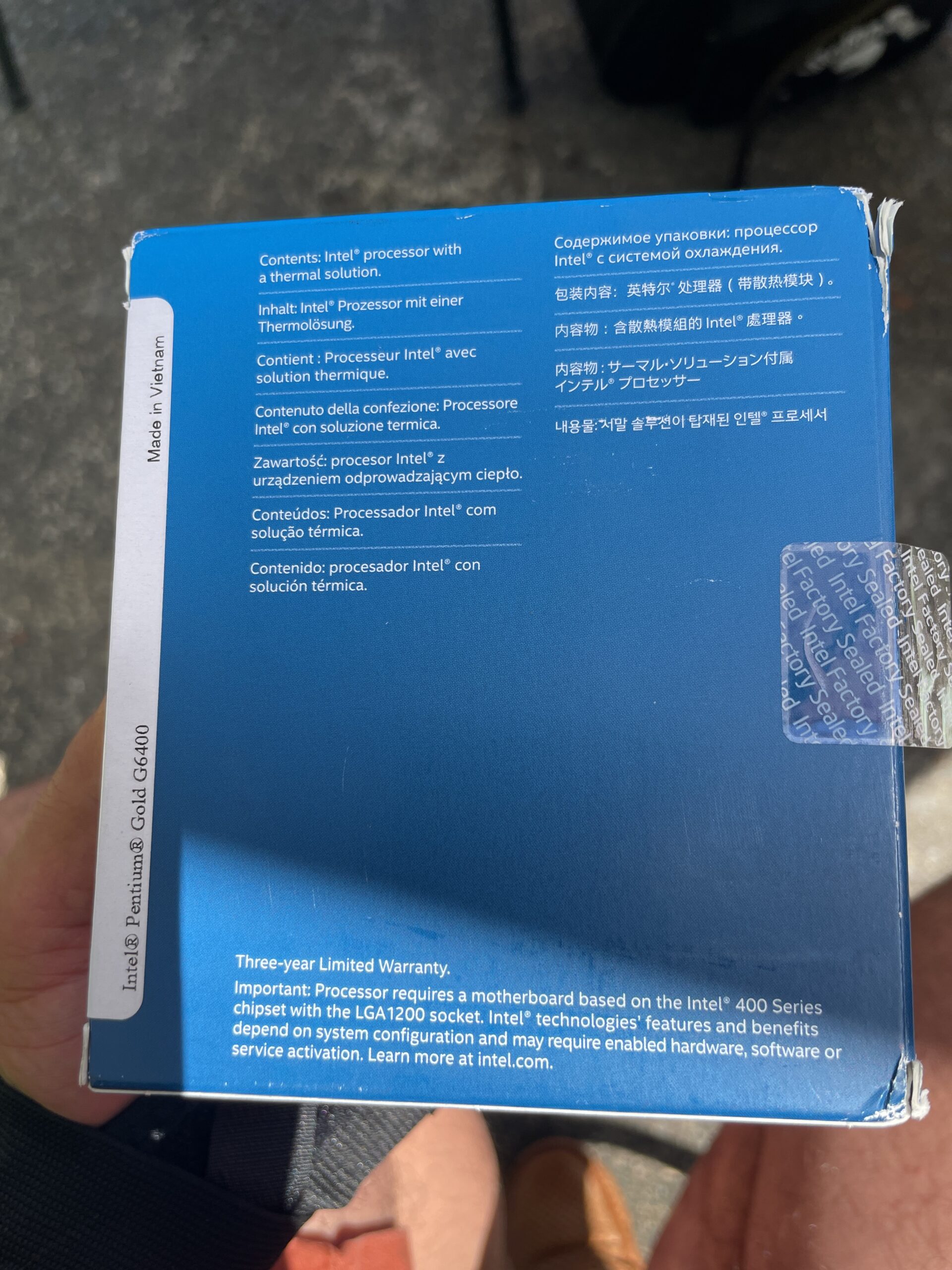 Intel® Pentium Gold G-6400 Desktop Processor 2 Cores 4.0 GHz LGA1200 (Intel® 400 Series chipset) 58W (BX80701G6400) Customer Review Intel® Pentium Gold G-6400 Desktop Processor 2 Cores 4.0 GHz LGA1200 (Intel® 400 Series chipset) 58W (BX80701G6400) - Customer Photo 2