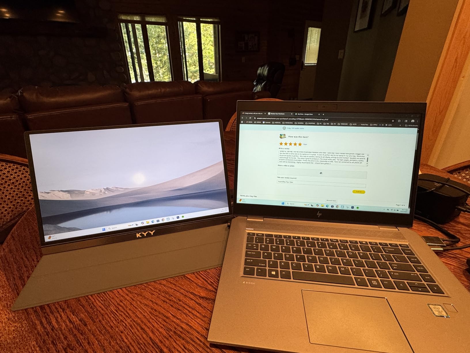 KYY Portable Monitor 15.6inch 1080P FHD USB-C, HDMI Computer Display HDR IPS Gaming Monitor w/Premium Smart Cover & Screen Protector, Speakers, for Laptop PC MAC Phone PS4 Xbox Switch - Customer Photo 1