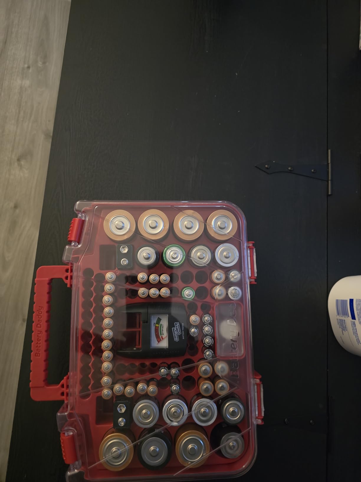 Ontel Battery Daddy Storage & Organizer Case with Tester, Stores & Protects Up to 180 Batteries, Double-Sided, Durable Design with Clear Locking Lid, Secure Latches & Portable Carrying Handle - Red - Customer Photo 1