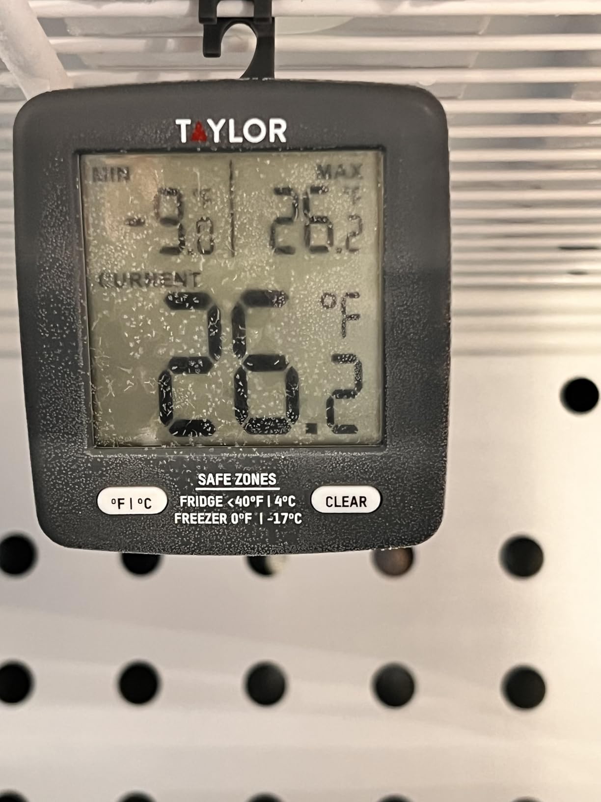 Taylor LCD Display Digital Kitchen Refrigerator/Freezer Kitchen Thermometer Min/Max on Display, 2 inch display, Gray, 1 Count (Pack of 1) - Customer Photo 1