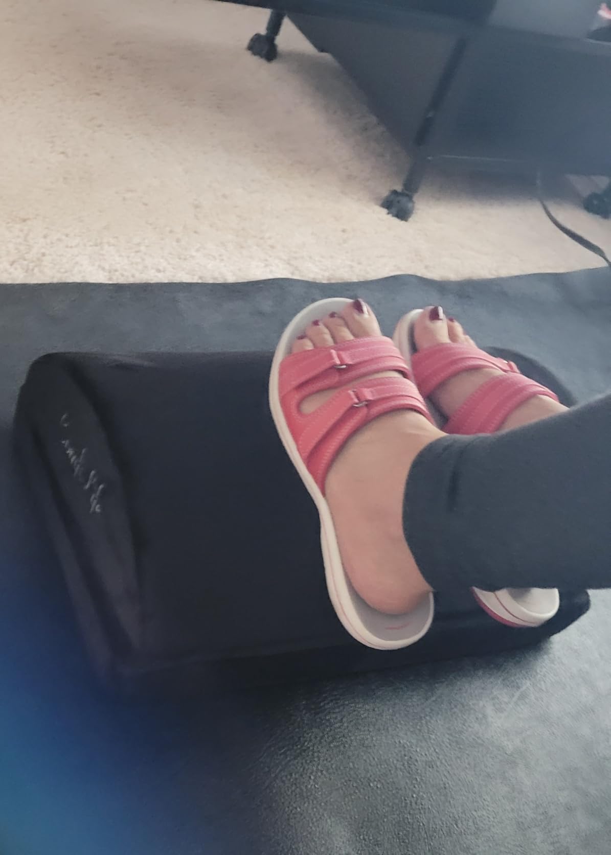 ComfiLife Foot Rest for Under Desk at Work – Adjustable Height Memory Foam Foot Stool for Under Desk, Office Chair & Gaming Chair – Ergonomic Footrest for Back & Hip Pain Relief (Black) - Customer Photo 2