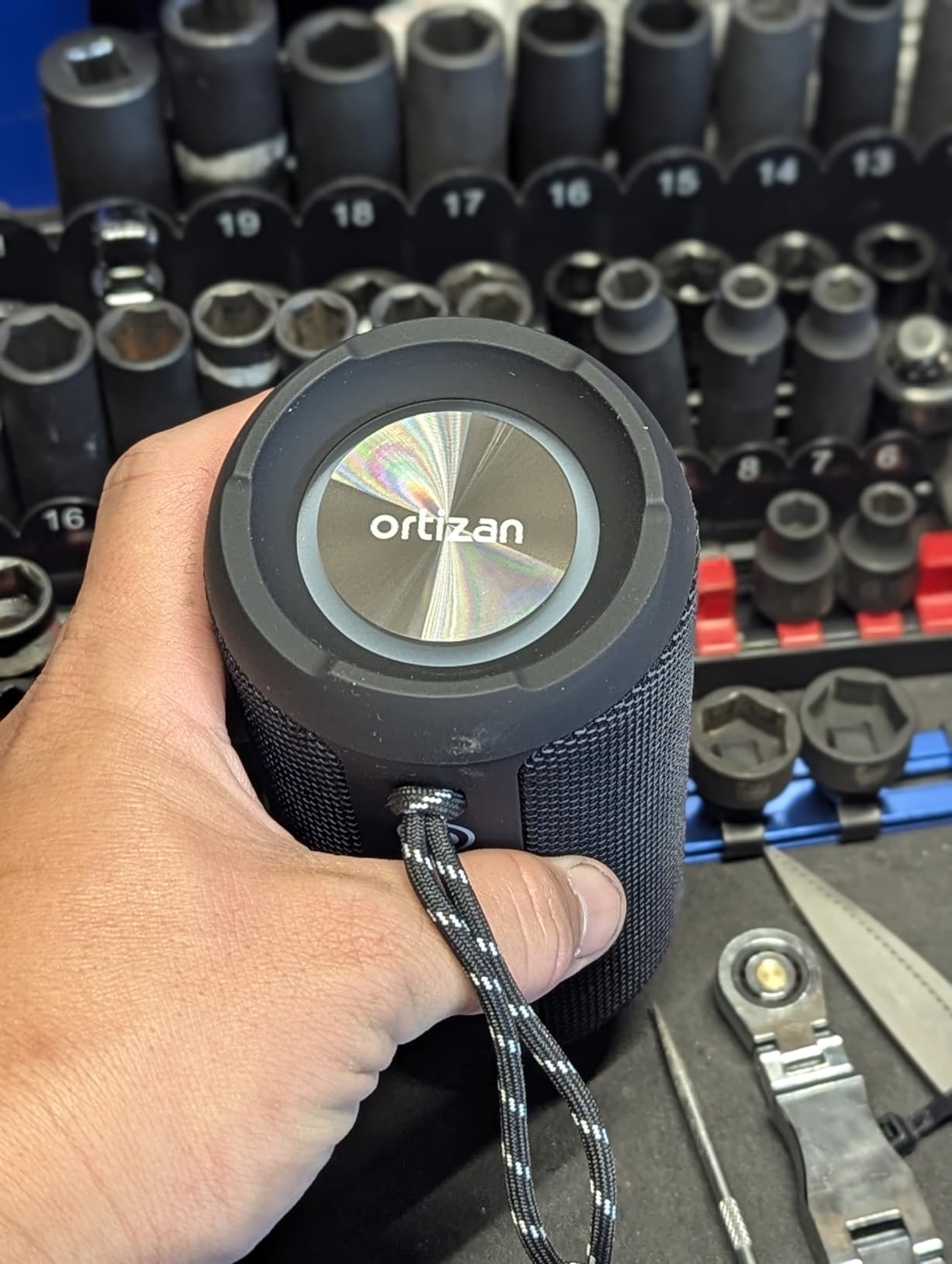 Ortizan Portable Bluetooth Speaker x Stocking Stuffers: IPX7 Waterproof, Wireless, Big Sound, Deep Bass, Dual Pairing, 30H Playtime, White Elephant Gift for Adults Men Women Teen Boys Girls (Black) - Customer Photo 2