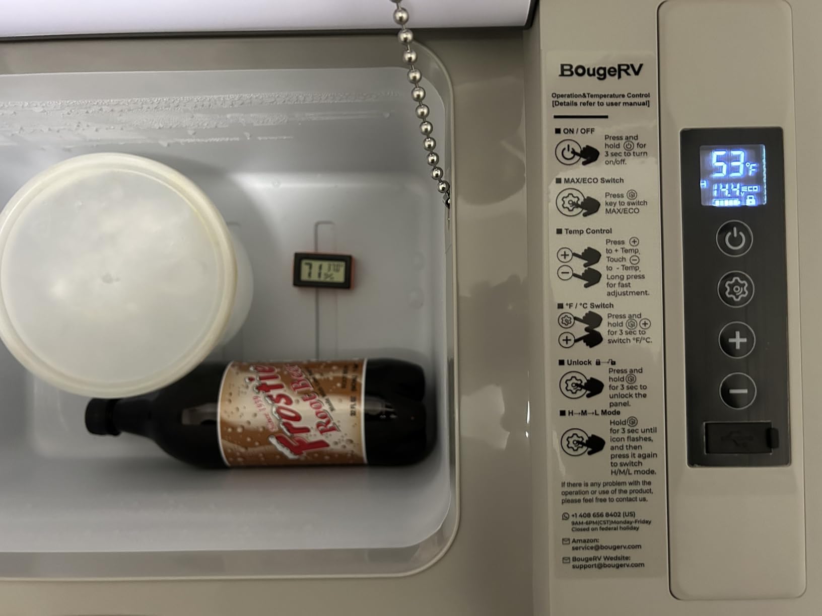 BougeRV 12 Volt Refrigerator 12V Car Fridge 23 Quart Portable Freezer Compressor Cooler 12/24V DC 110~240 Volt AC for Truck Van RV Camper SUV Travel Camping Road Trips Tailgating -8℉~50℉ - Customer Photo 3