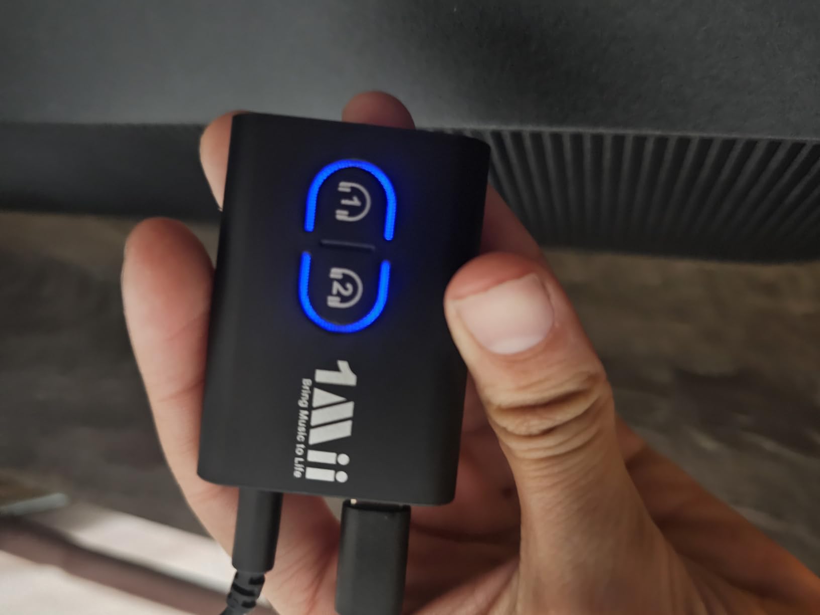 1Mii Bluetooth 5.3 Transmitter Receiver for TV to Wireless Headphones, Dual Link AptX Adaptive/Low Latency/HD Audio, Aux Adapter for Home Stereo, Airplane, Boat, Gym - Customer Photo 1