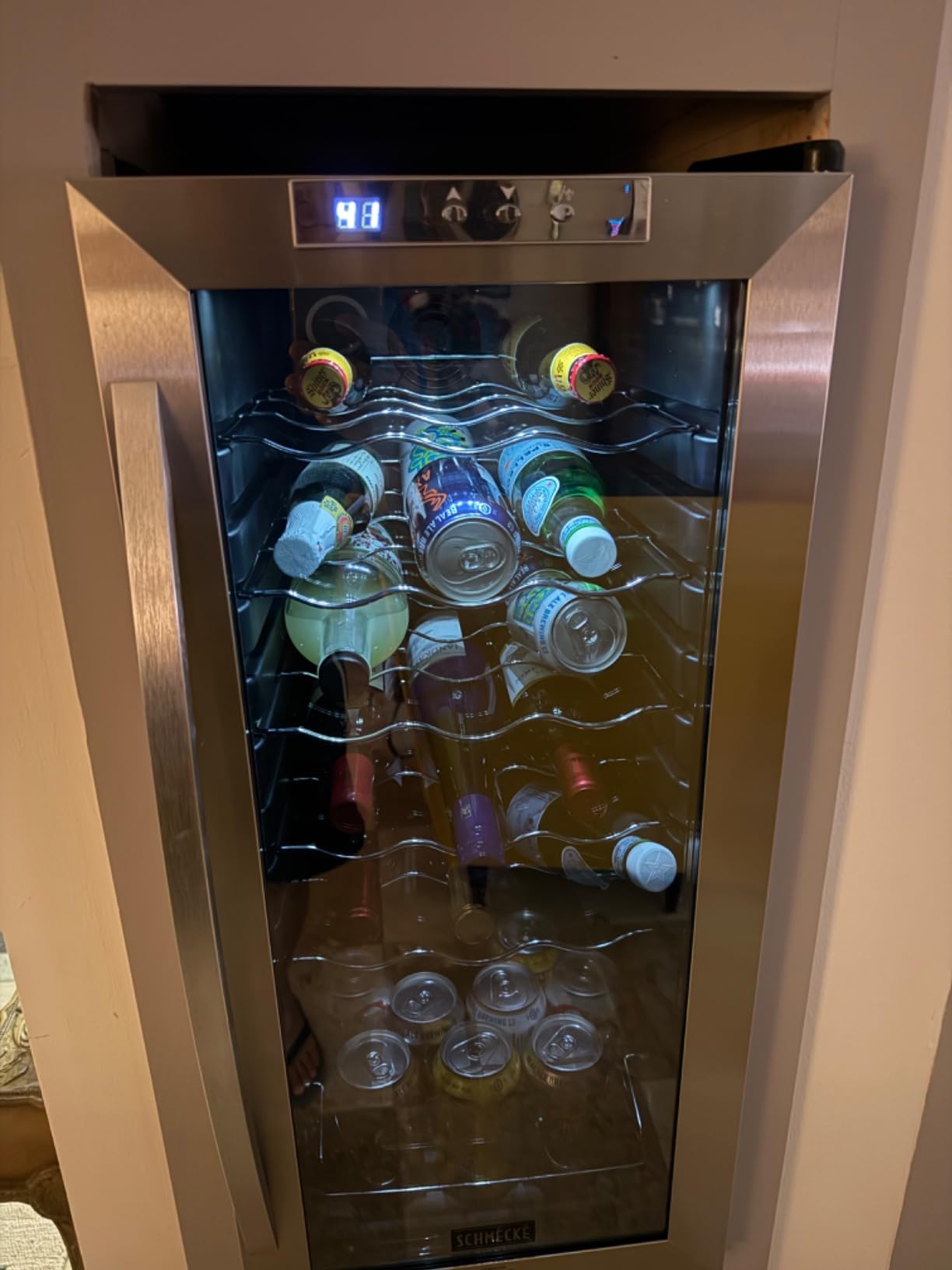 SCHMECKE 18 Bottle Compressor Wine Cooler Refrigerator w/Lock - Large Freestanding Wine Cellar - 41f-64f Digital Temperature Control Wine Fridge For Red, White, Champagne or Sparkling Wine - Black - Customer Photo 1