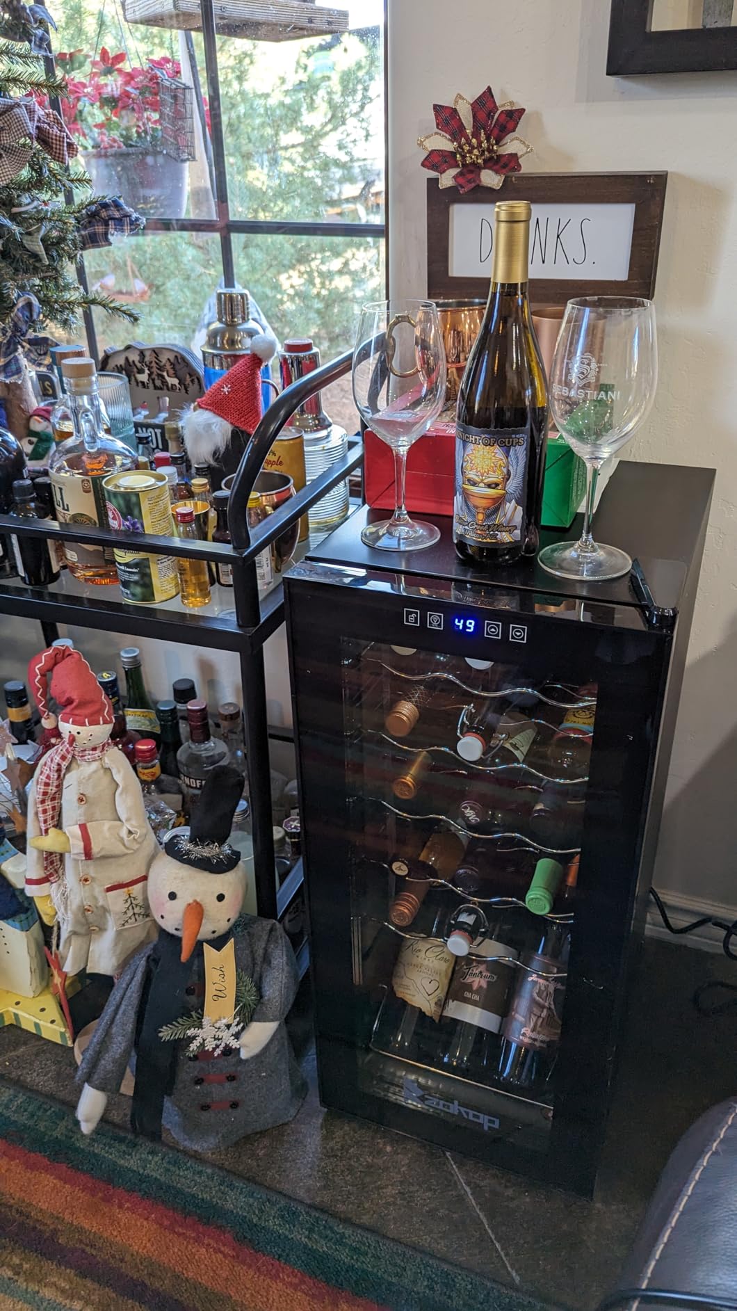 ROVSUN 18 Bottle Wine Fridge, Freestanding Compressor Wine Cooler Refrigerator, Beverage Wine Chiller with Digital Temperature Control & Double-layer Glass Door for Red White Wine, Champagne, Beer - Customer Photo 2